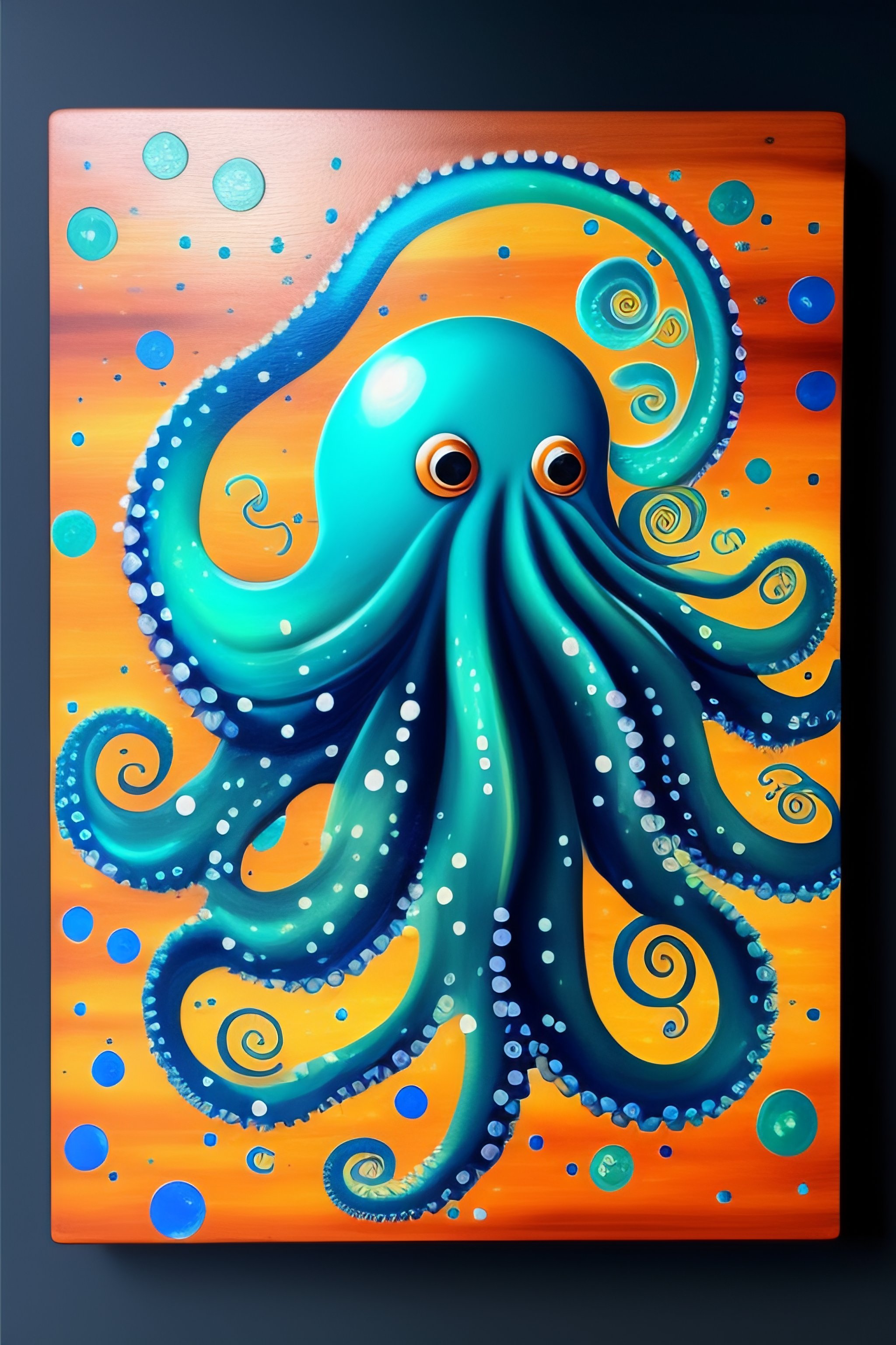 Lexica - Realistic octopus painted with splatter paint on textured wood