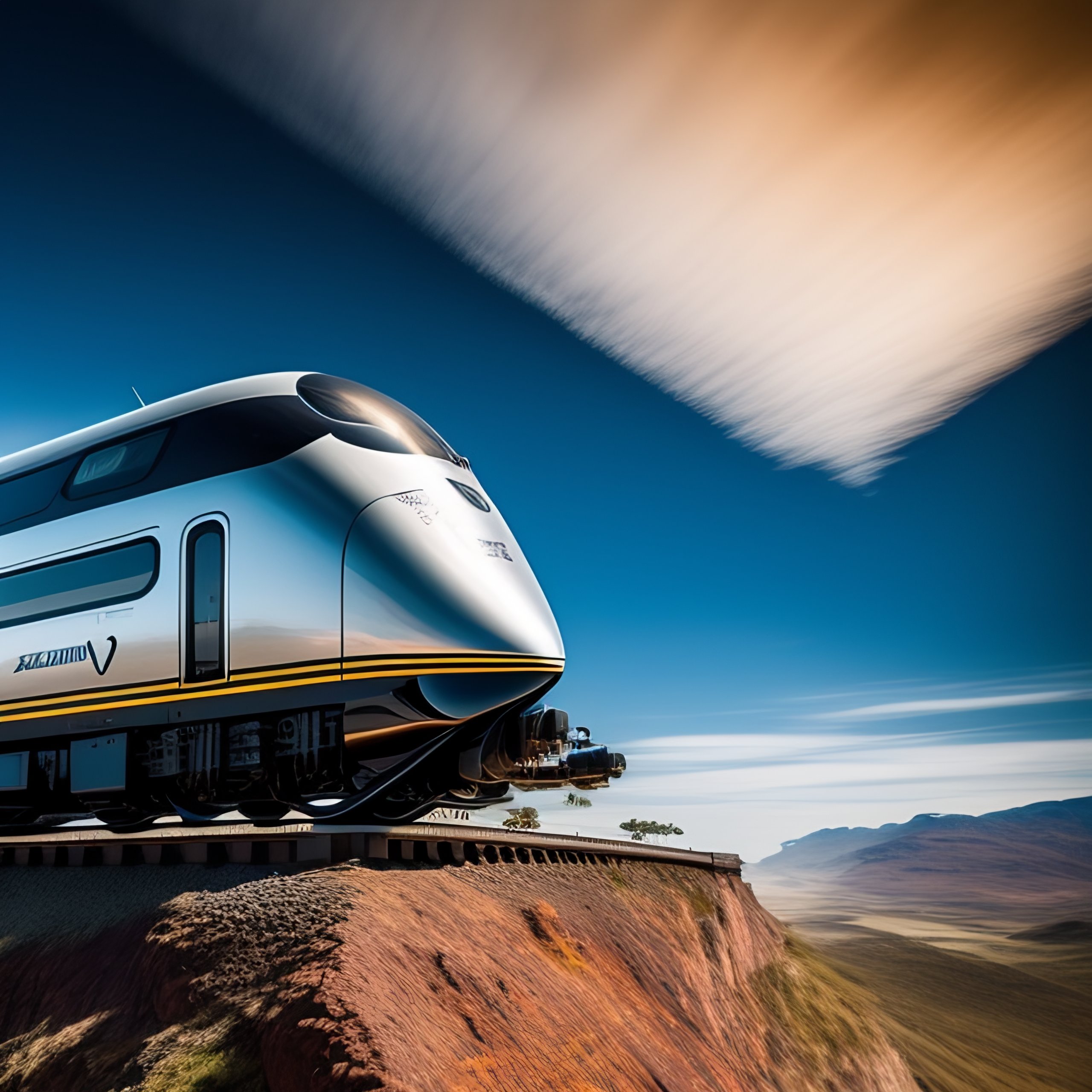 Lexica - A silver maglev train, seen straight from behind