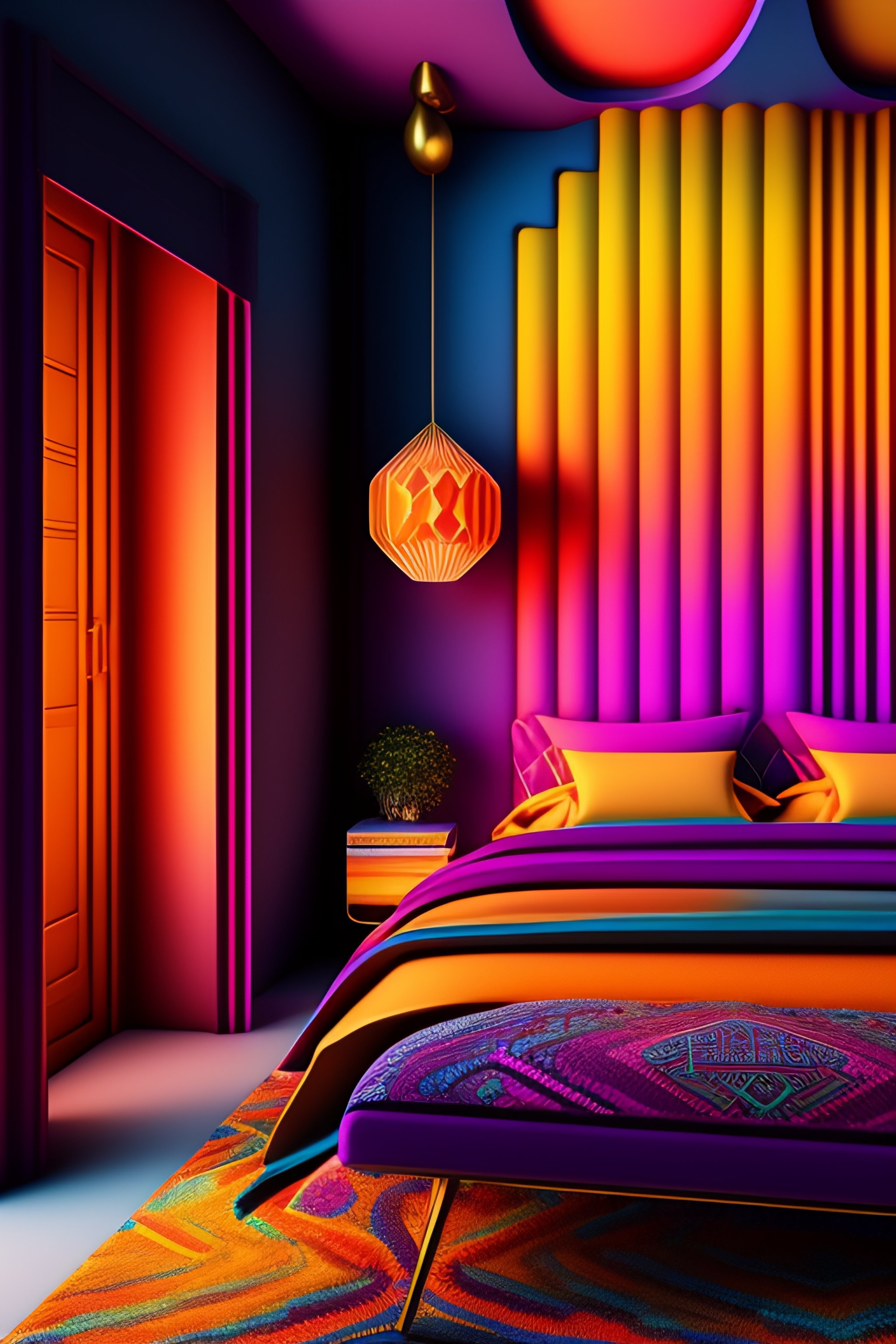 Lexica - The most psychedelic geometric patterned bedroom imaginable