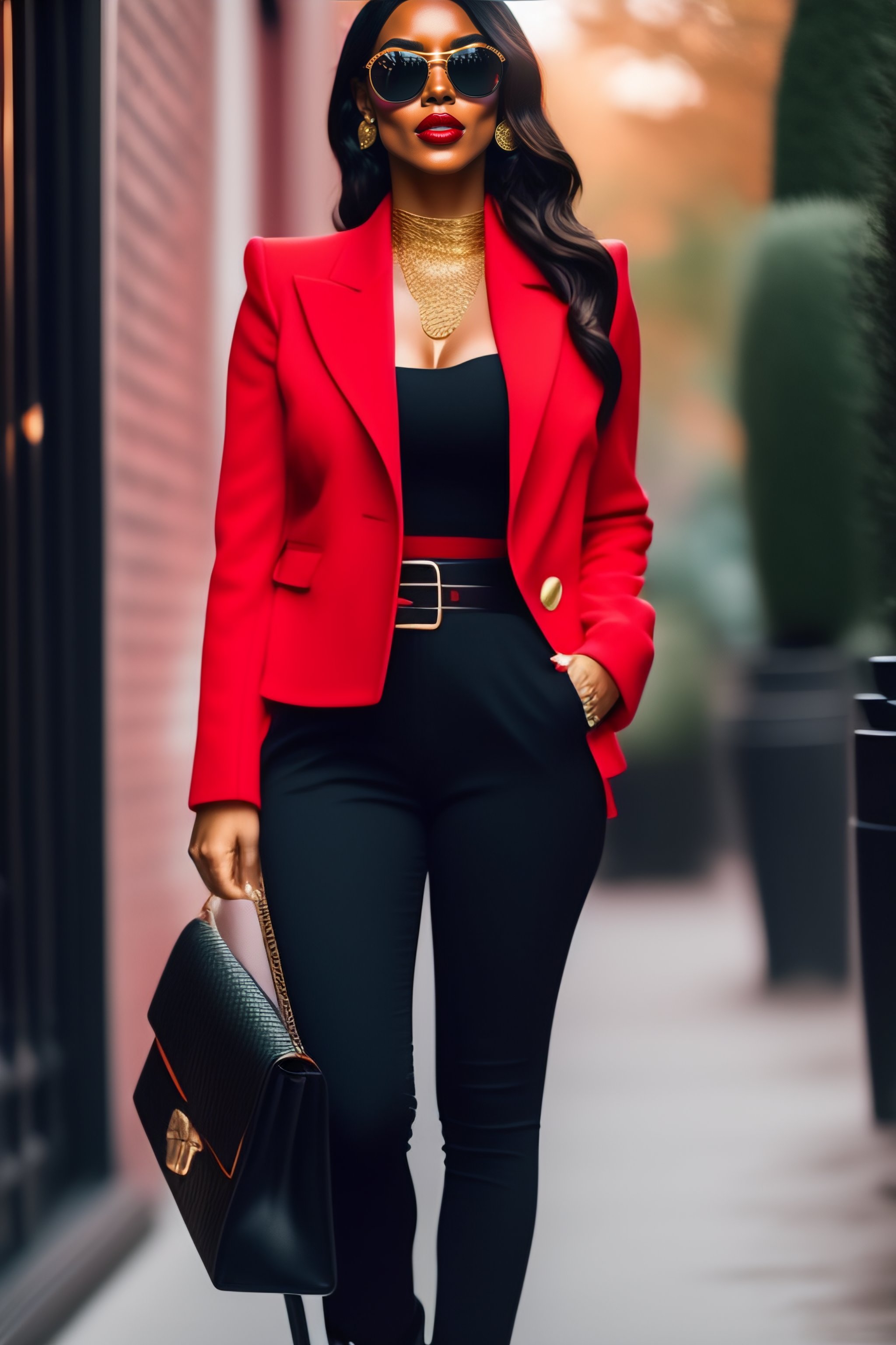 Lexica - Fashionable red and black outfit for a date