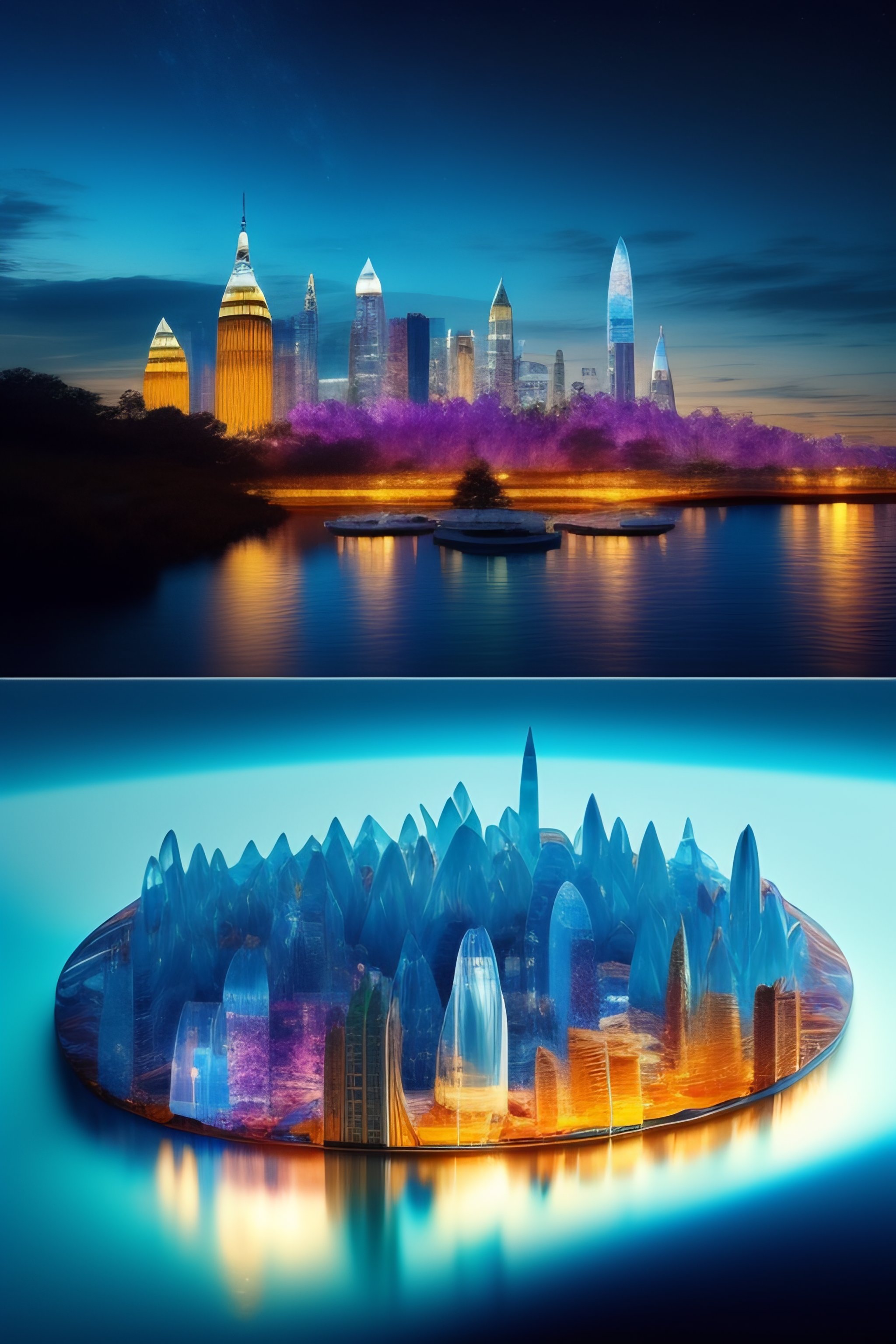 Lexica - City made entirely out of glass, and water.