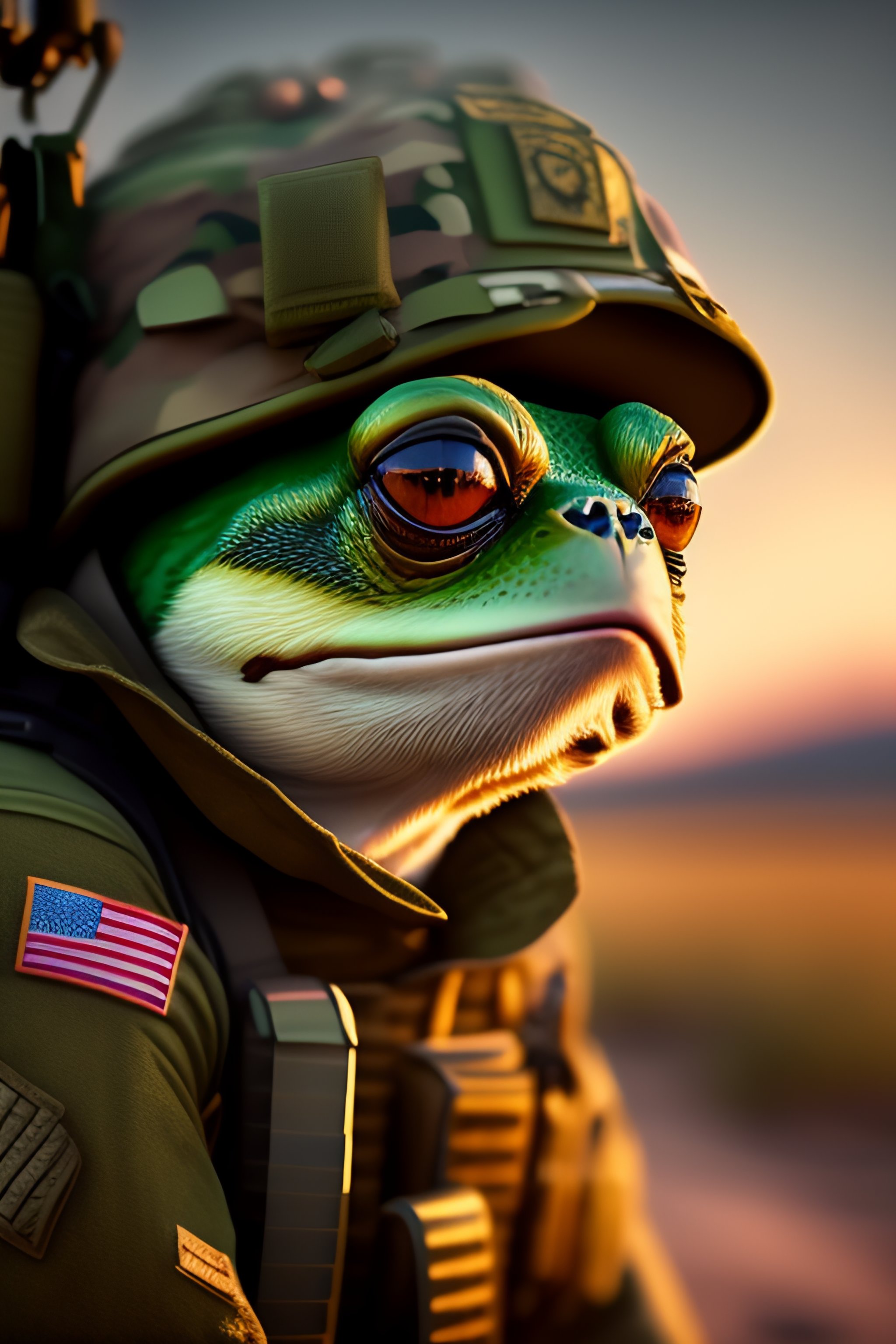 Lexica - An exhausted pepe the frog at the frontlines in the army at ...
