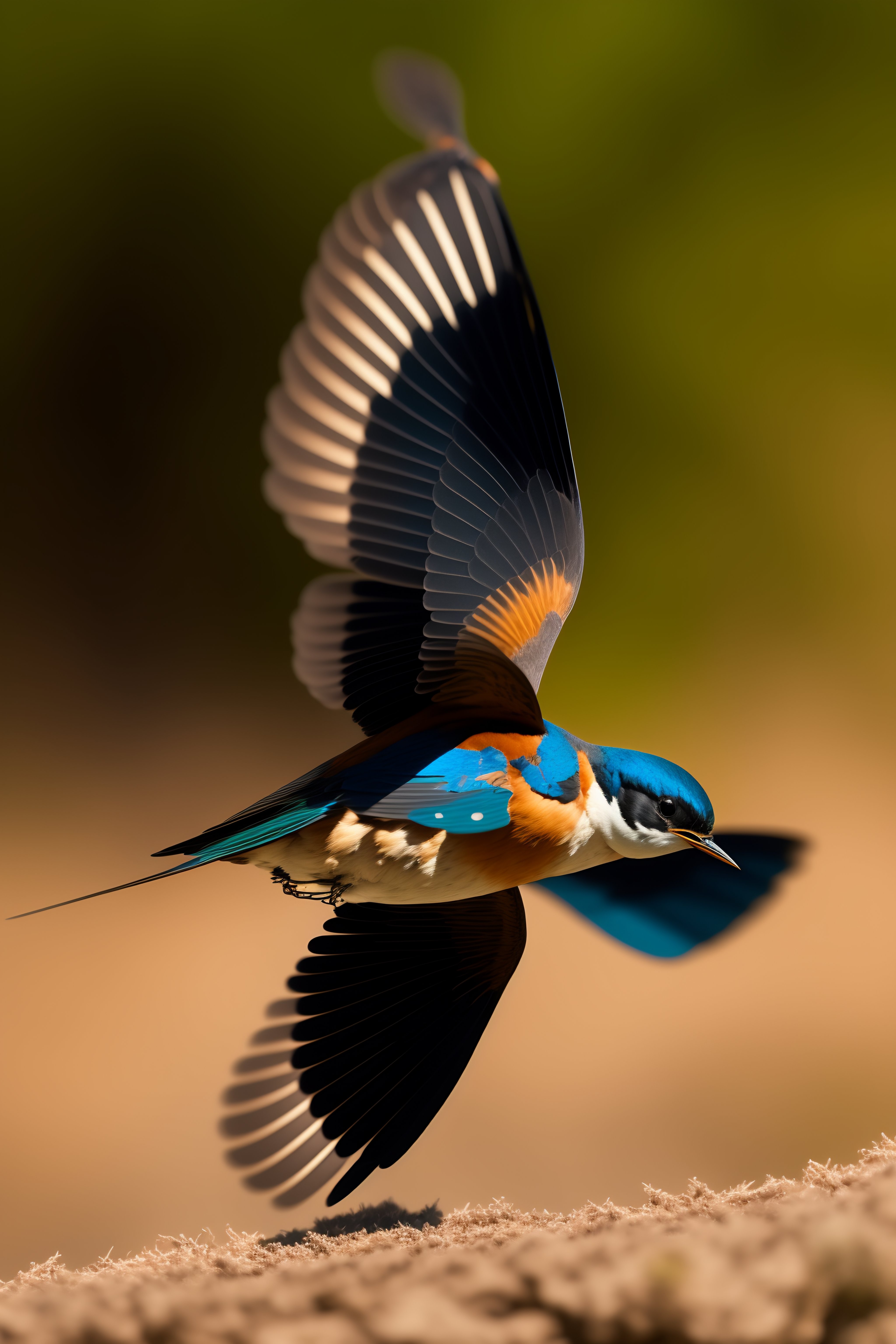Lexica - Barn swallow in flight, digital render