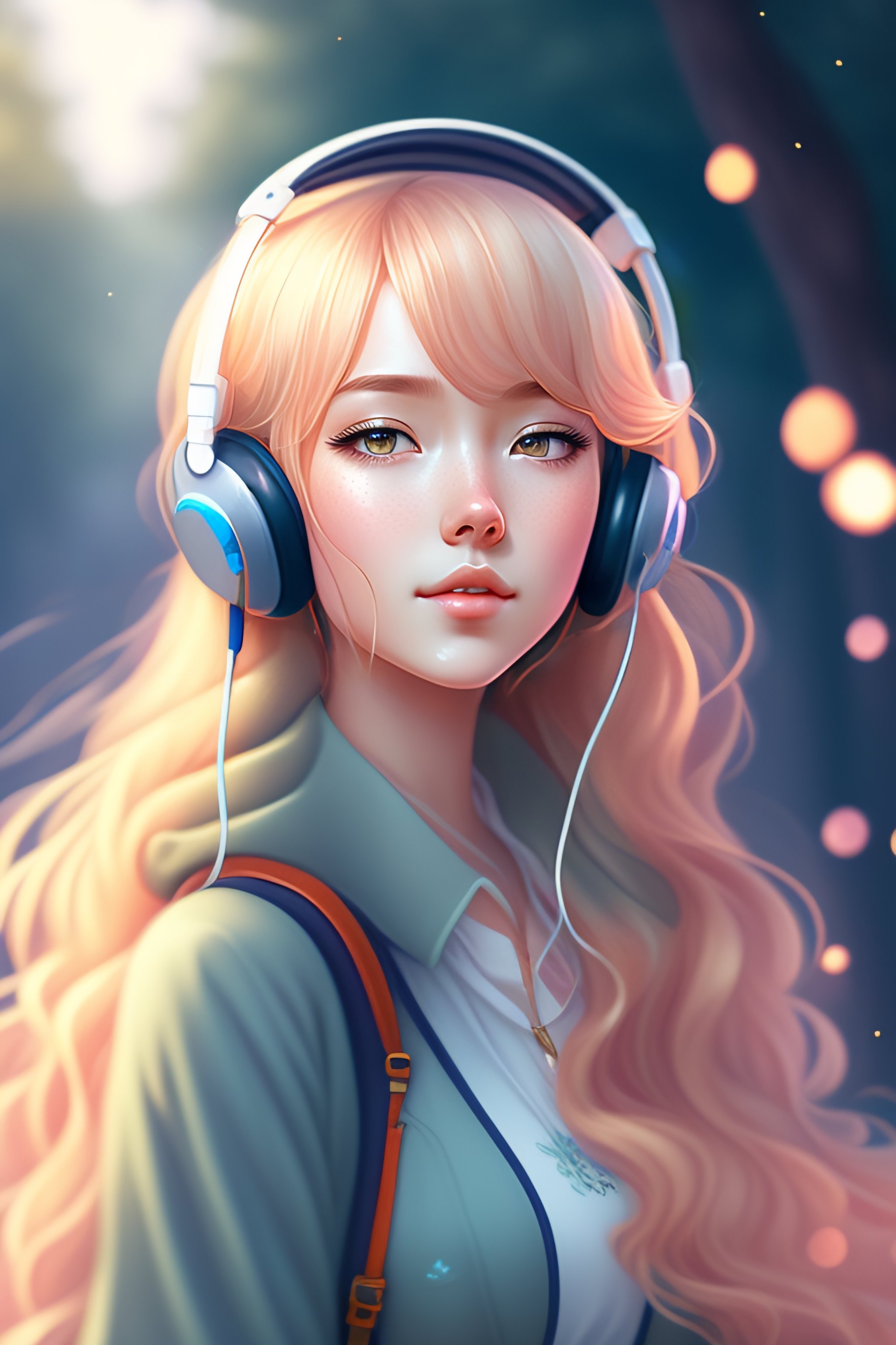 anime girl with music