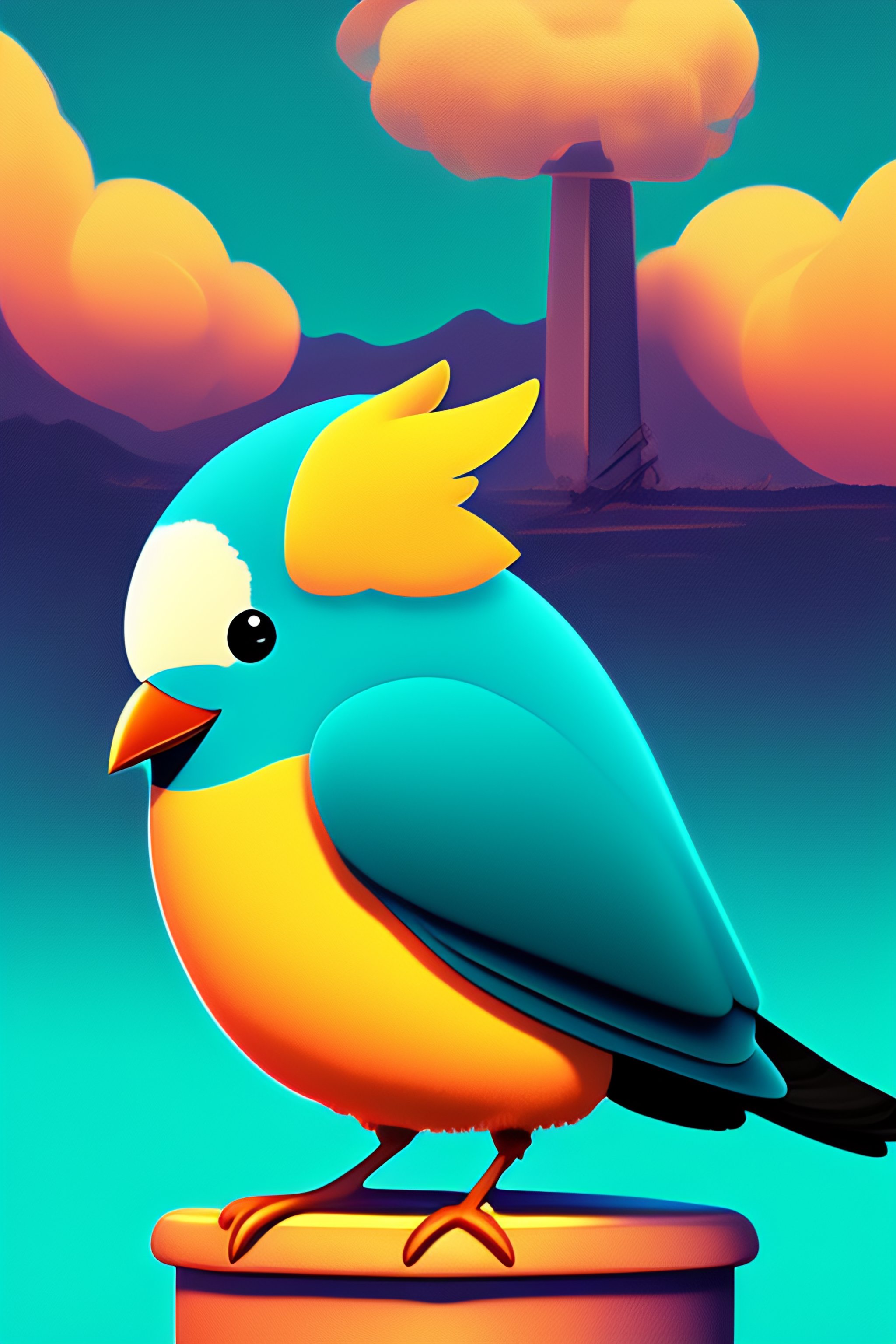 Lexica - Image of twitter bird as a cartoon, sitting other telephone ...
