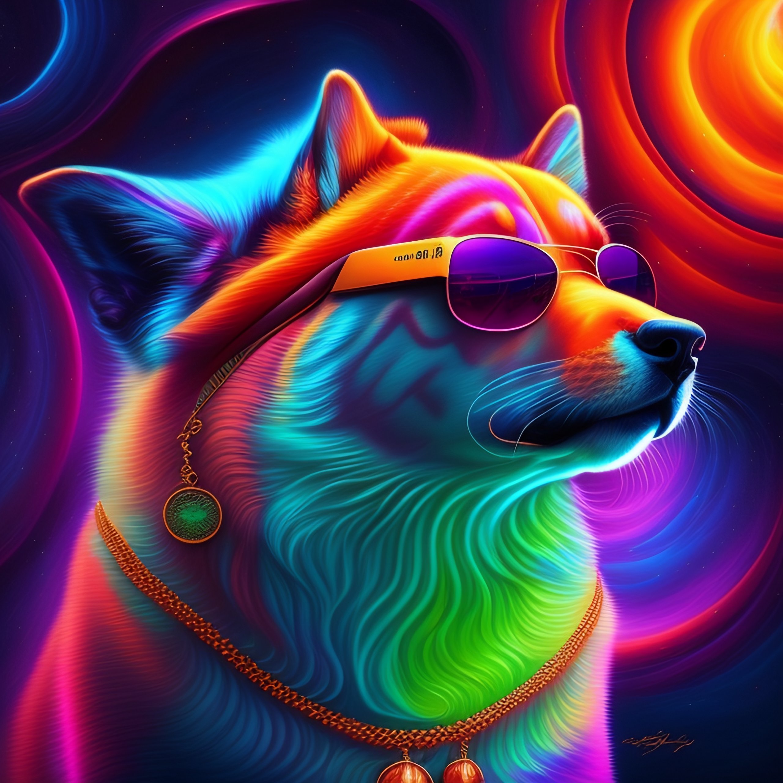 Lexica - Neon salmon spirit animal wearing sunglasses by GEOGLYPHIKS by ...