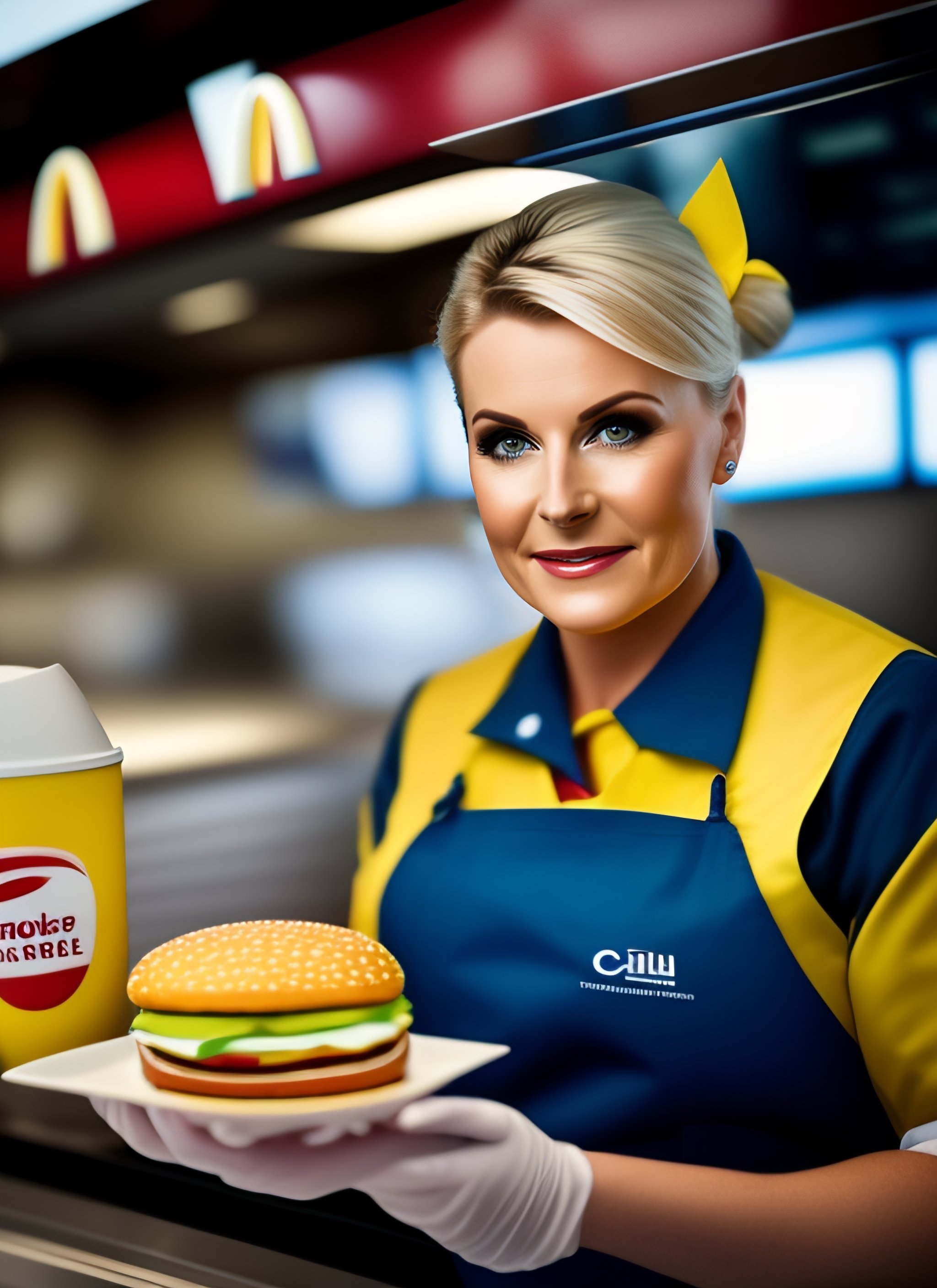 Lexica - A lady working at mcdonalds, taking orders.