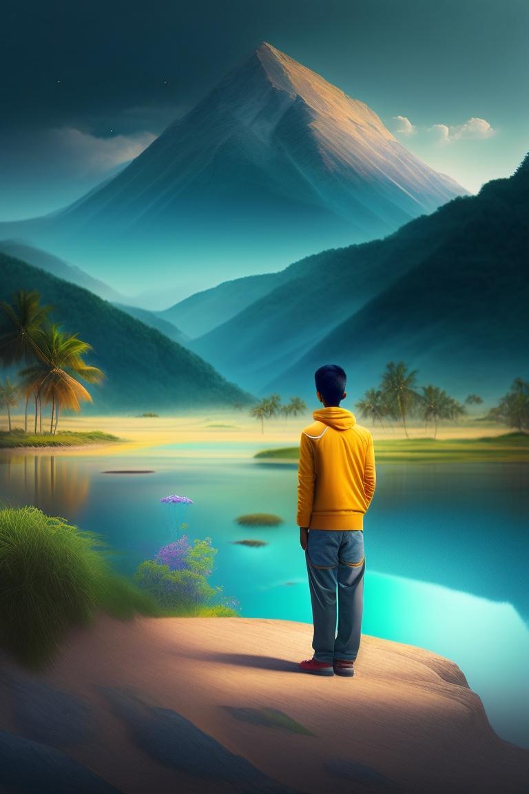 Lexica - Depressed lonely boy looking at the beautiful landscape ...