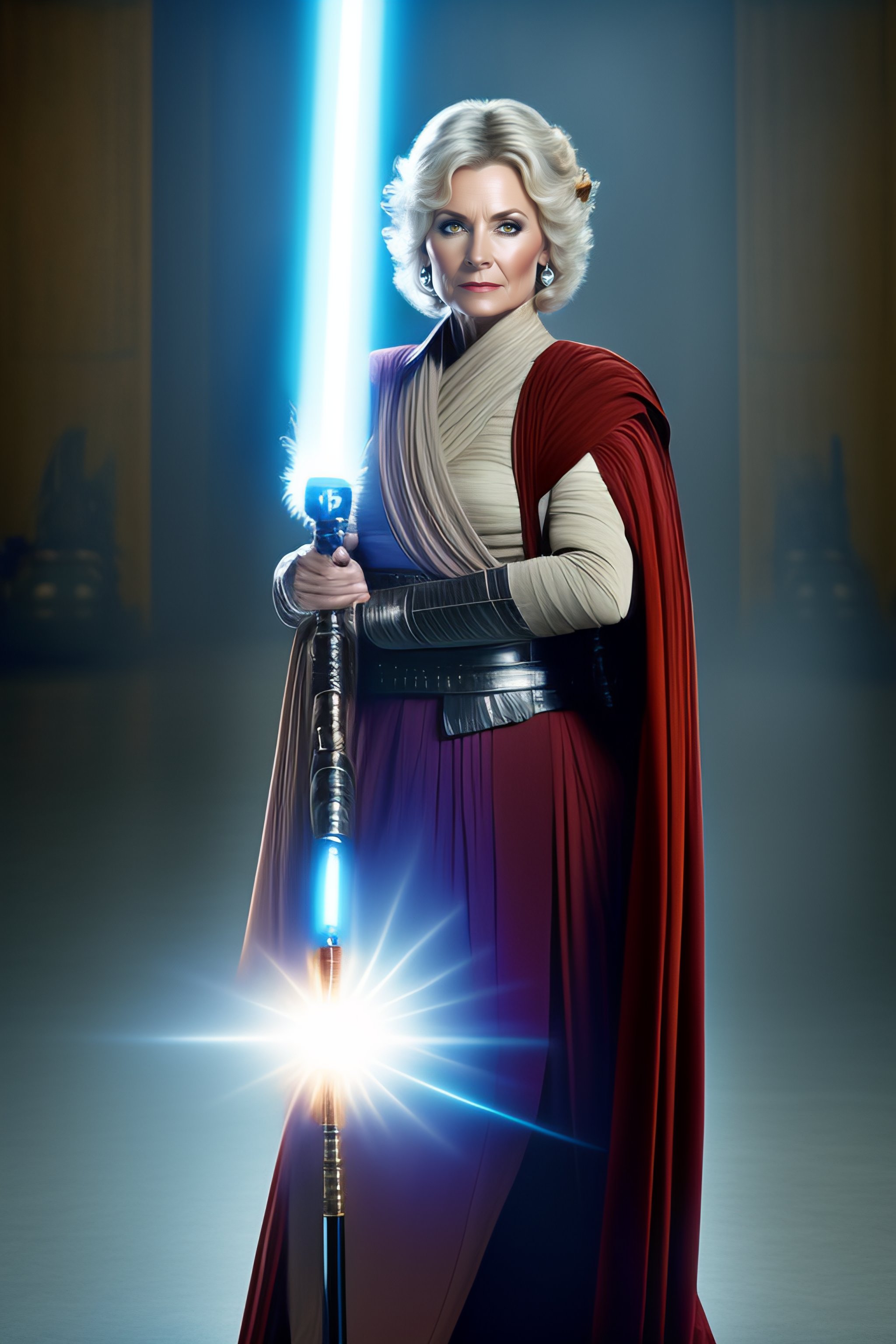 Lexica - Star wars middle aged female jedi with a light saber