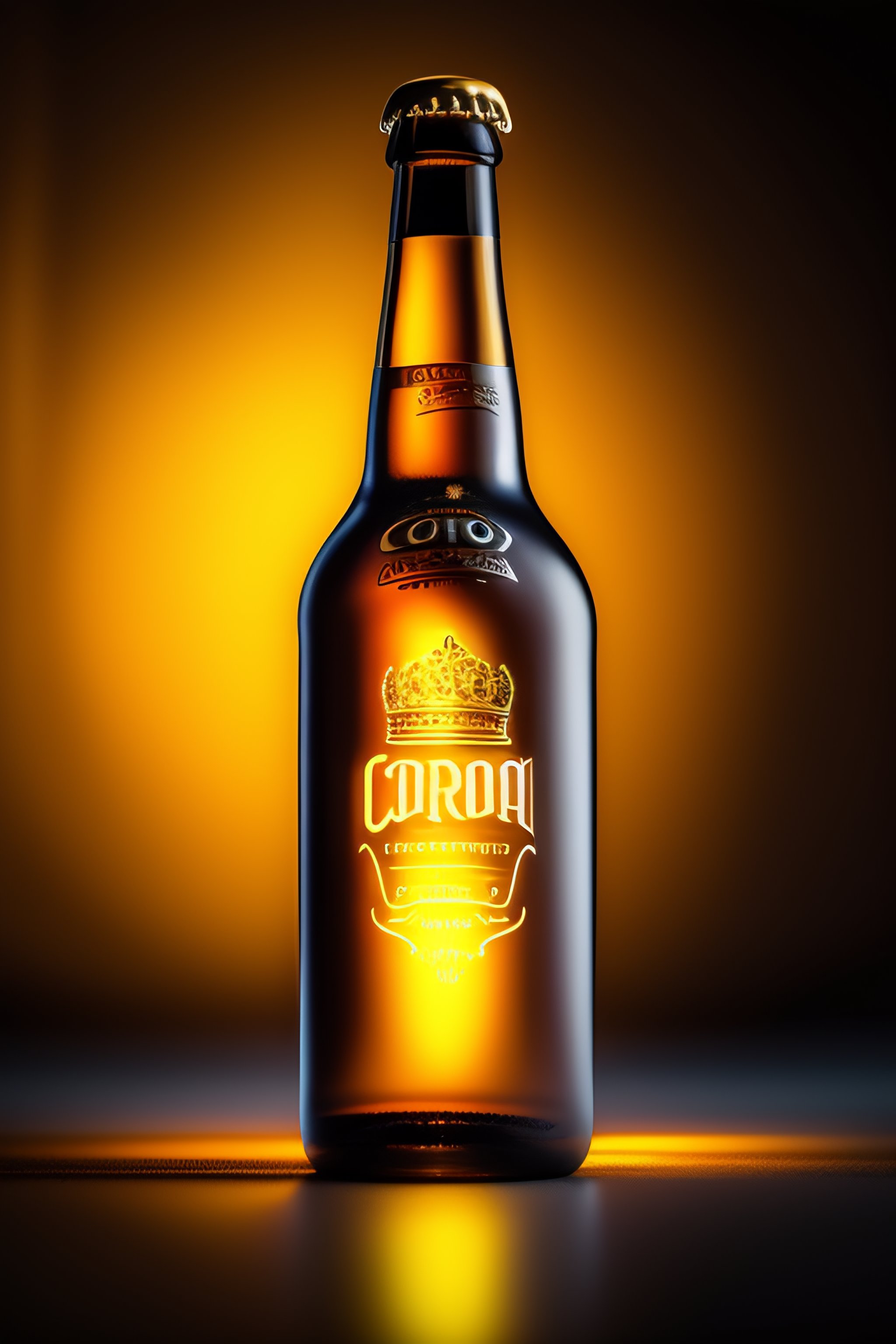 Lexica - Corona beer bottle in neon yellow, wide light, 4k, hd