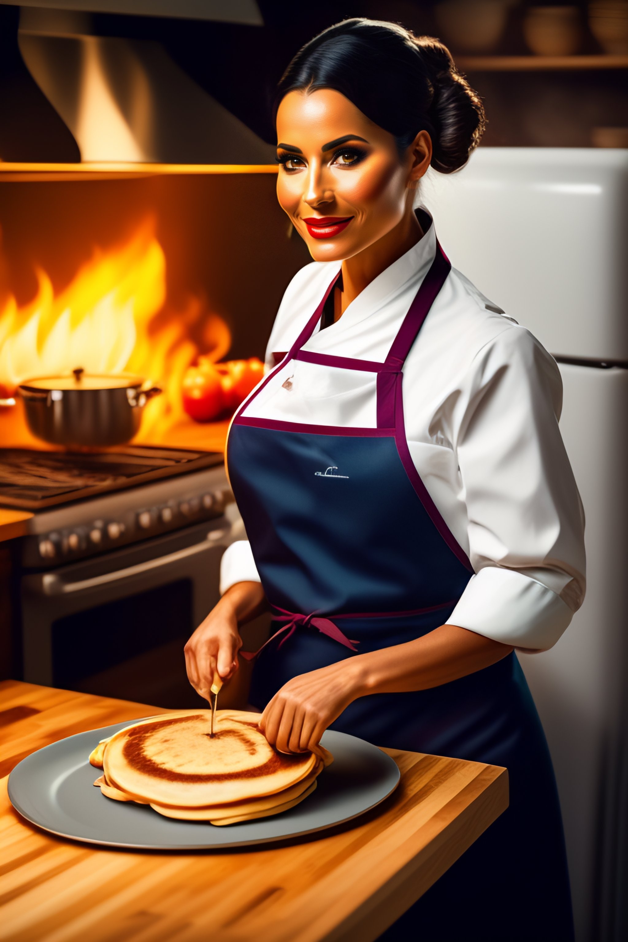 Lexica - Female Lucifer from Helltaker in the Kitchen with a apron ...