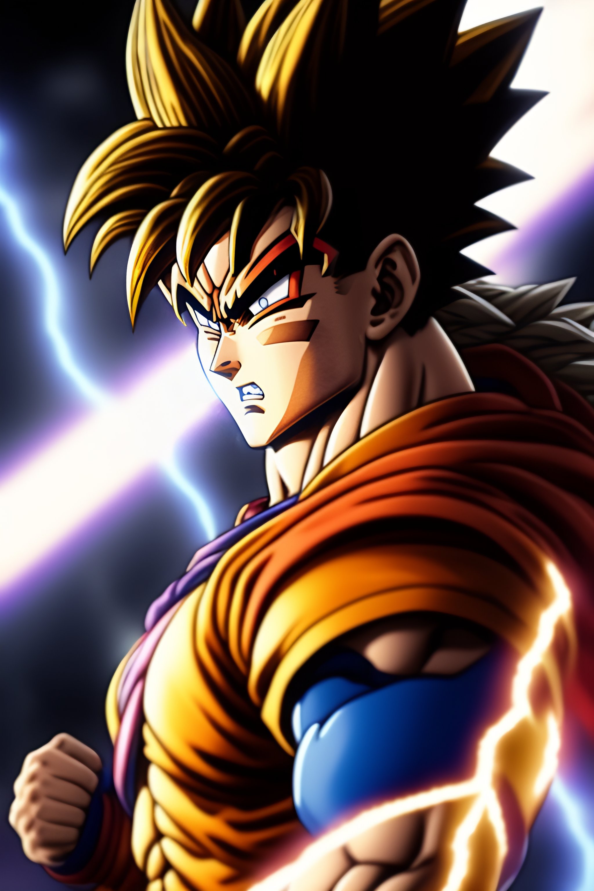 Lexica - Portrait of Goku in ssj3 mode, wearing Thor’s costume and ...