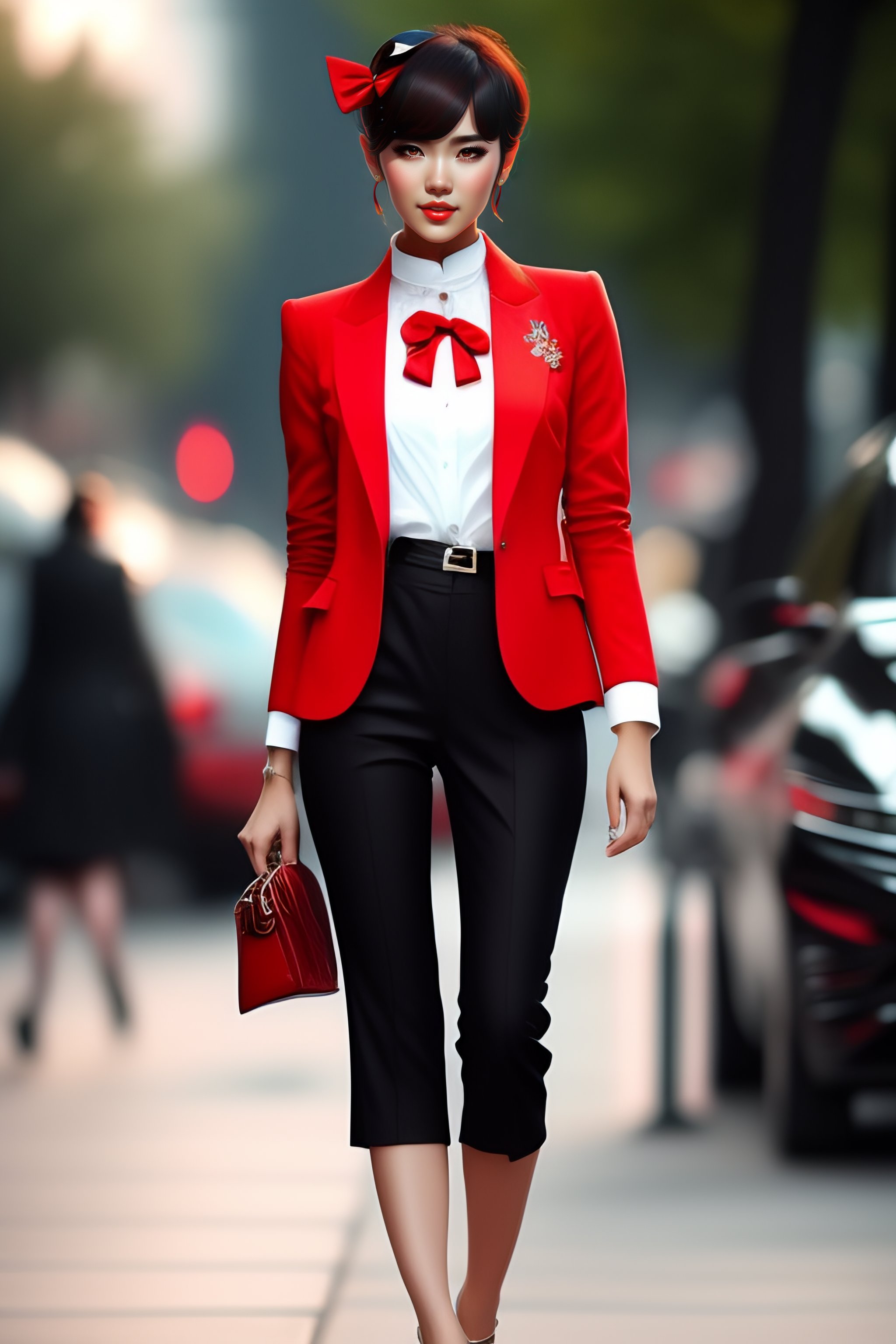 Red coat with white on sale shirt