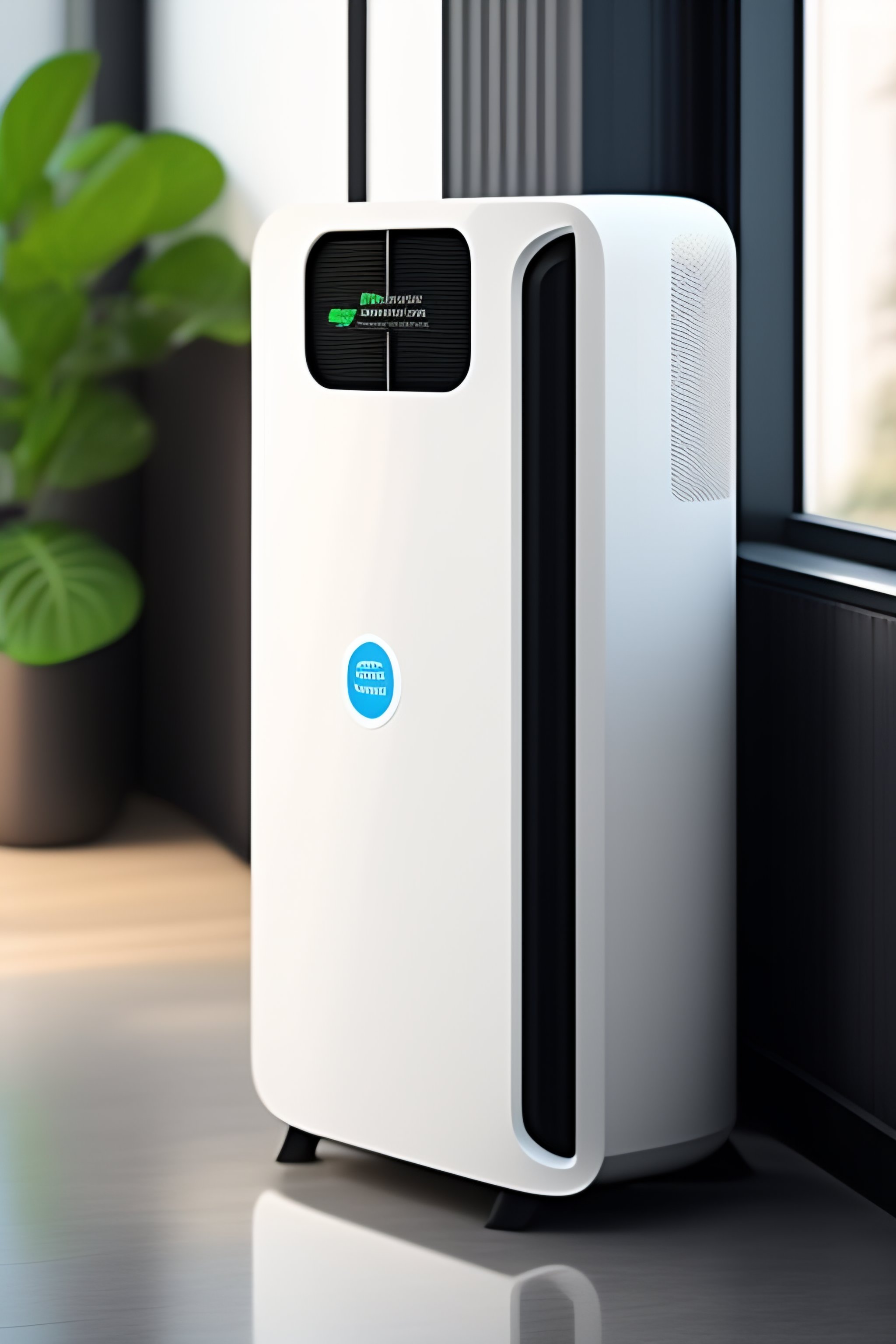 Lexica An image of the air purifier with a "breathe easy" tagline or