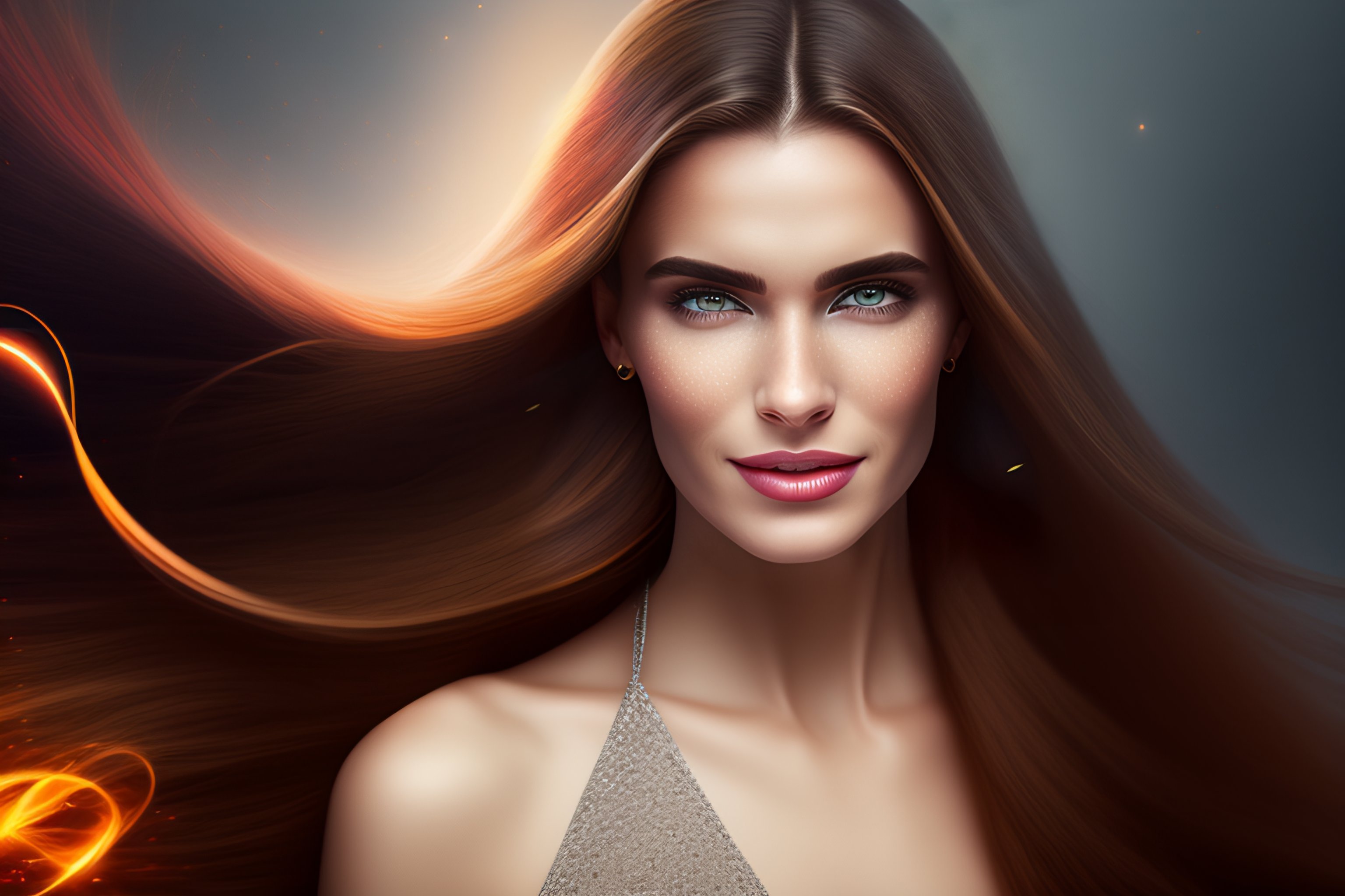 Lexica - Her face pale and swarthy, large gray eyes under round ...