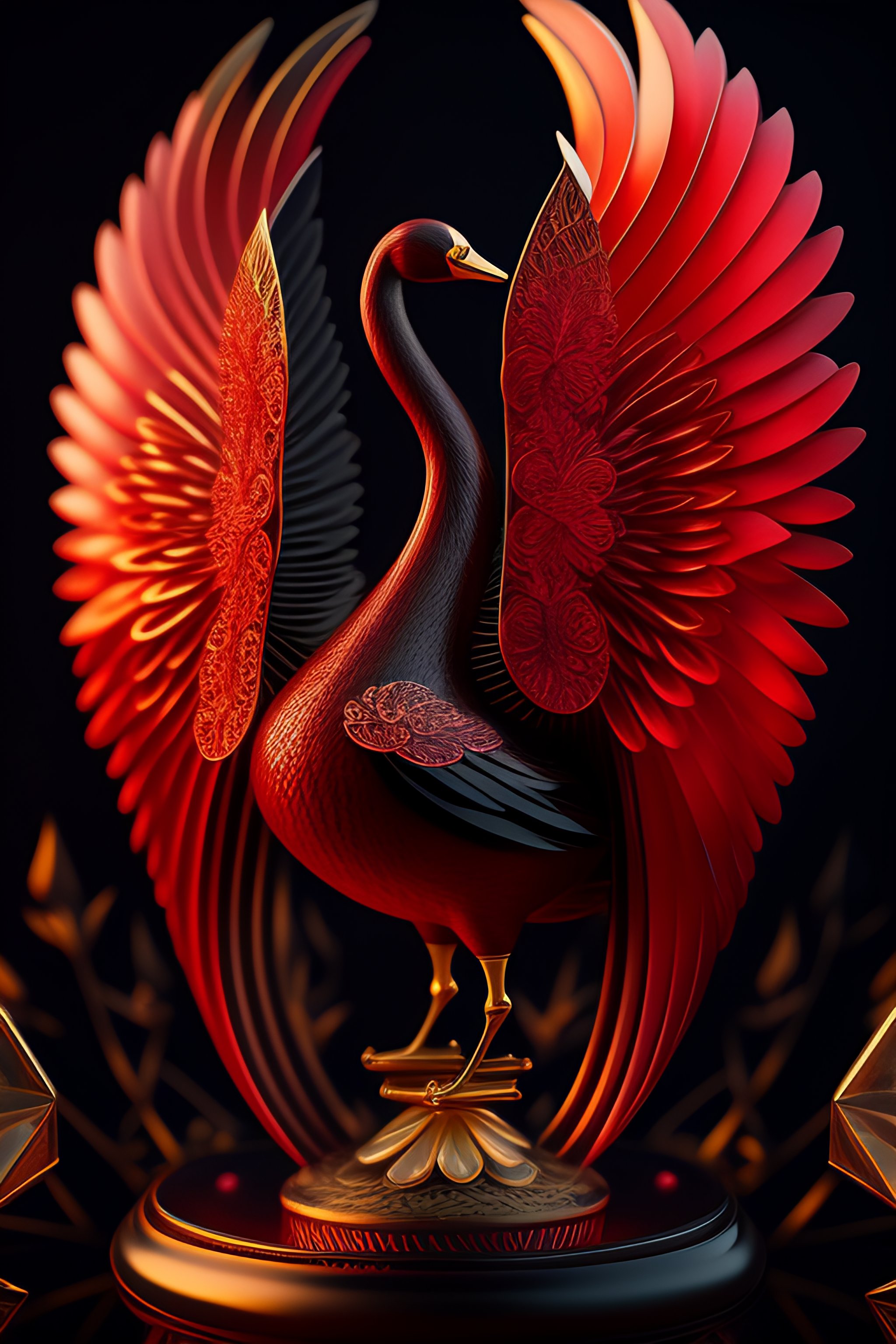 Lexica - Black, red, gold, and white color theme, symmetrical crystal ...