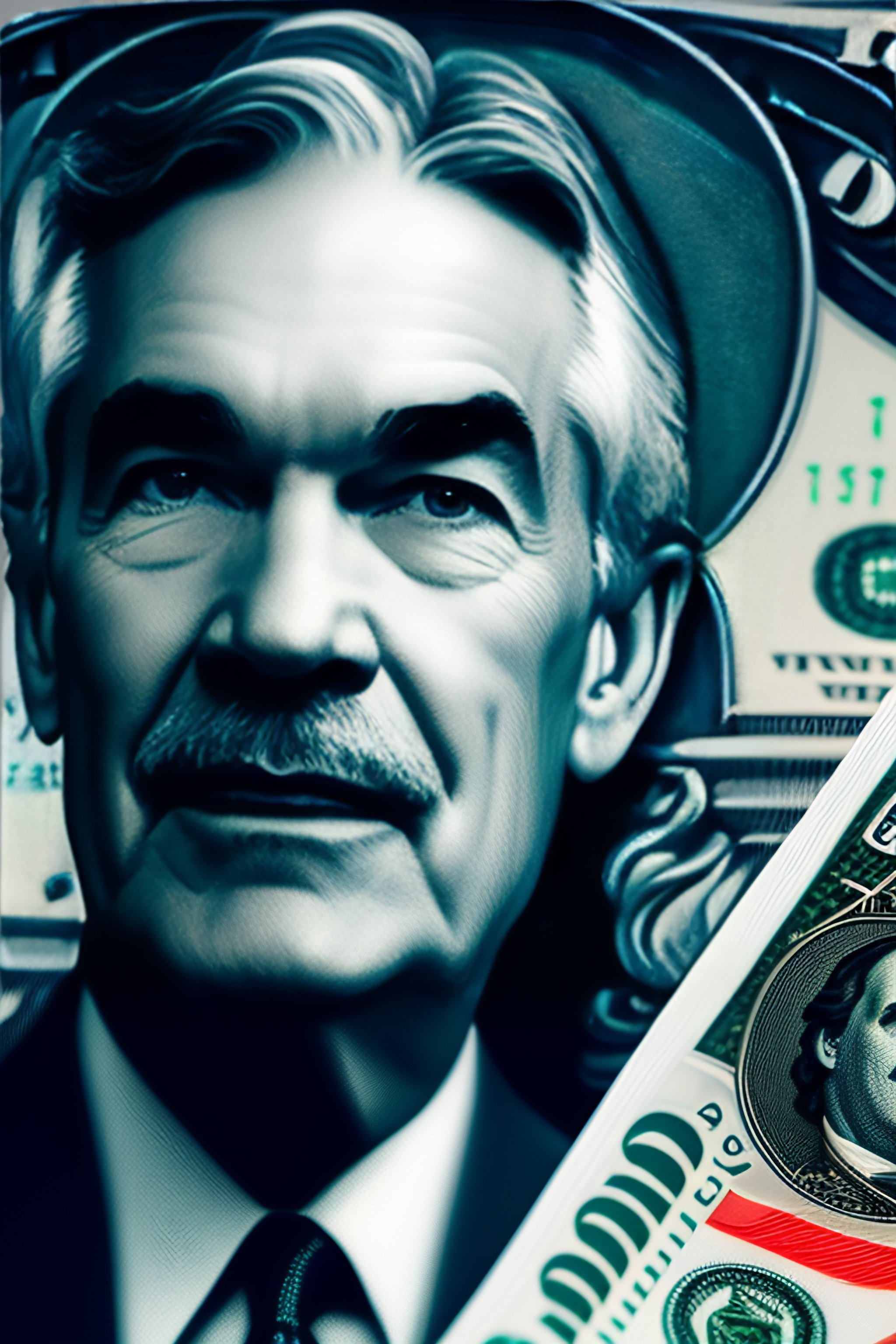 lexica-jerome-powell-on-a-hundred-dollar-bill-stealing-money-blurred