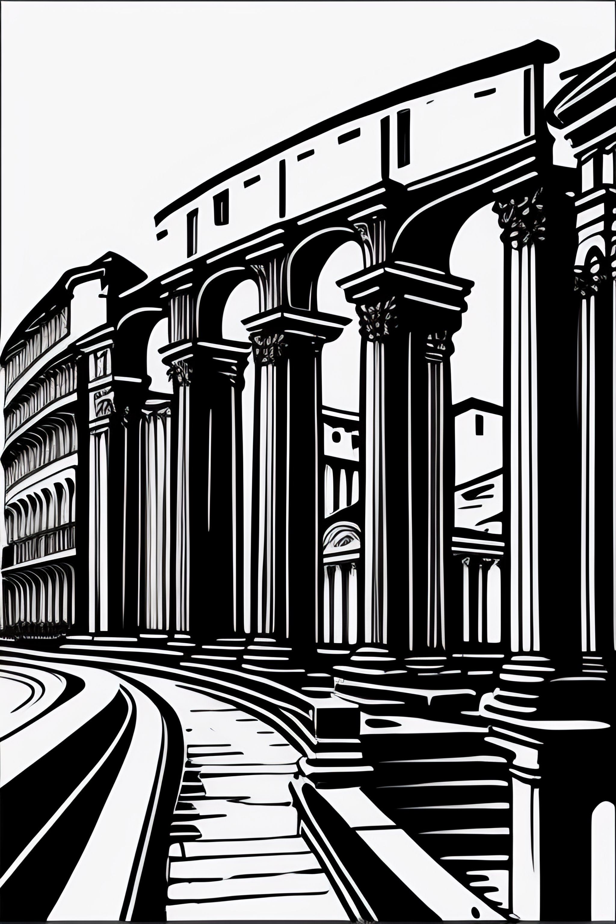 Lexica - Line drawing of Rome city painted modigliani style