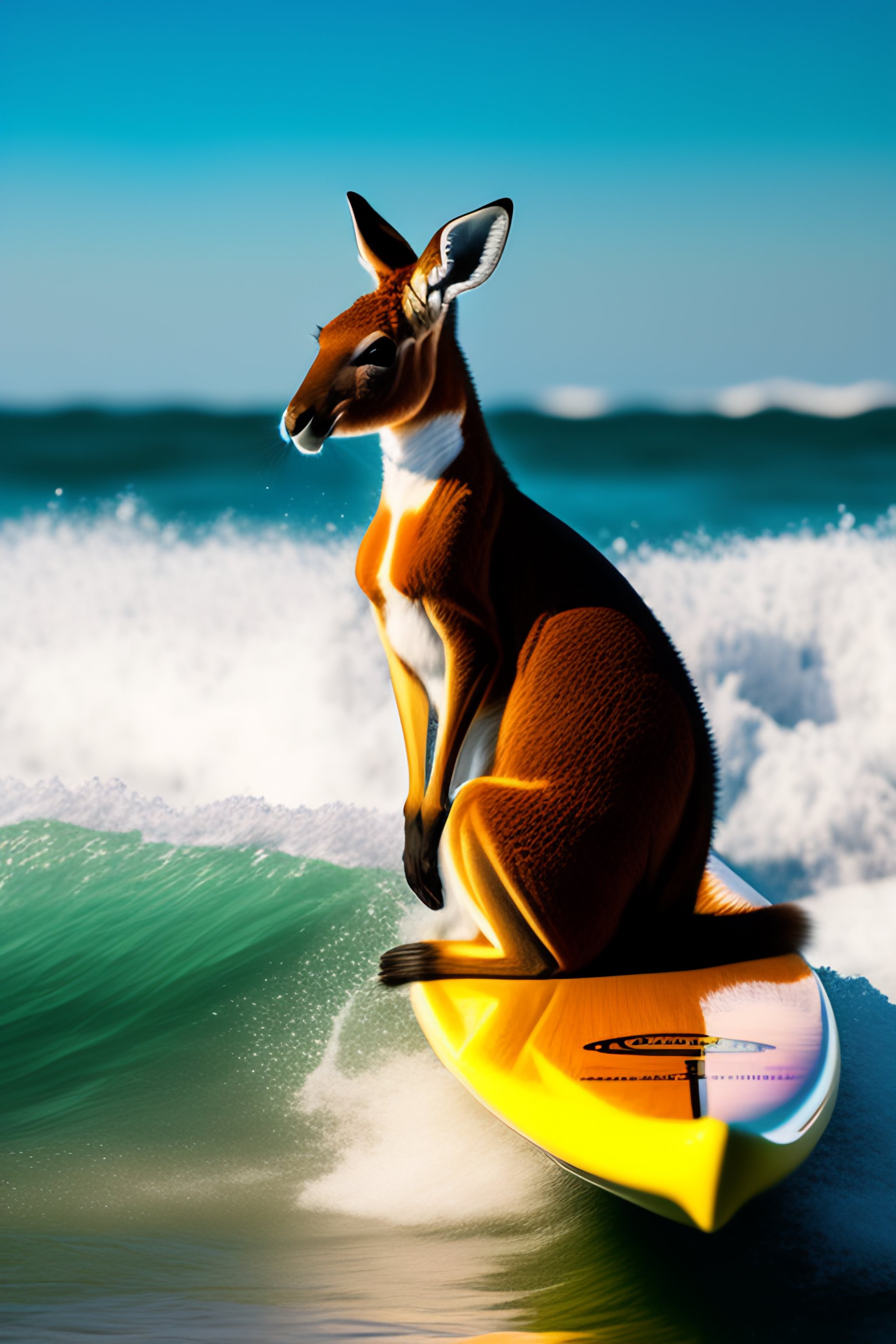 Lexica Kangaroo on a surfboard