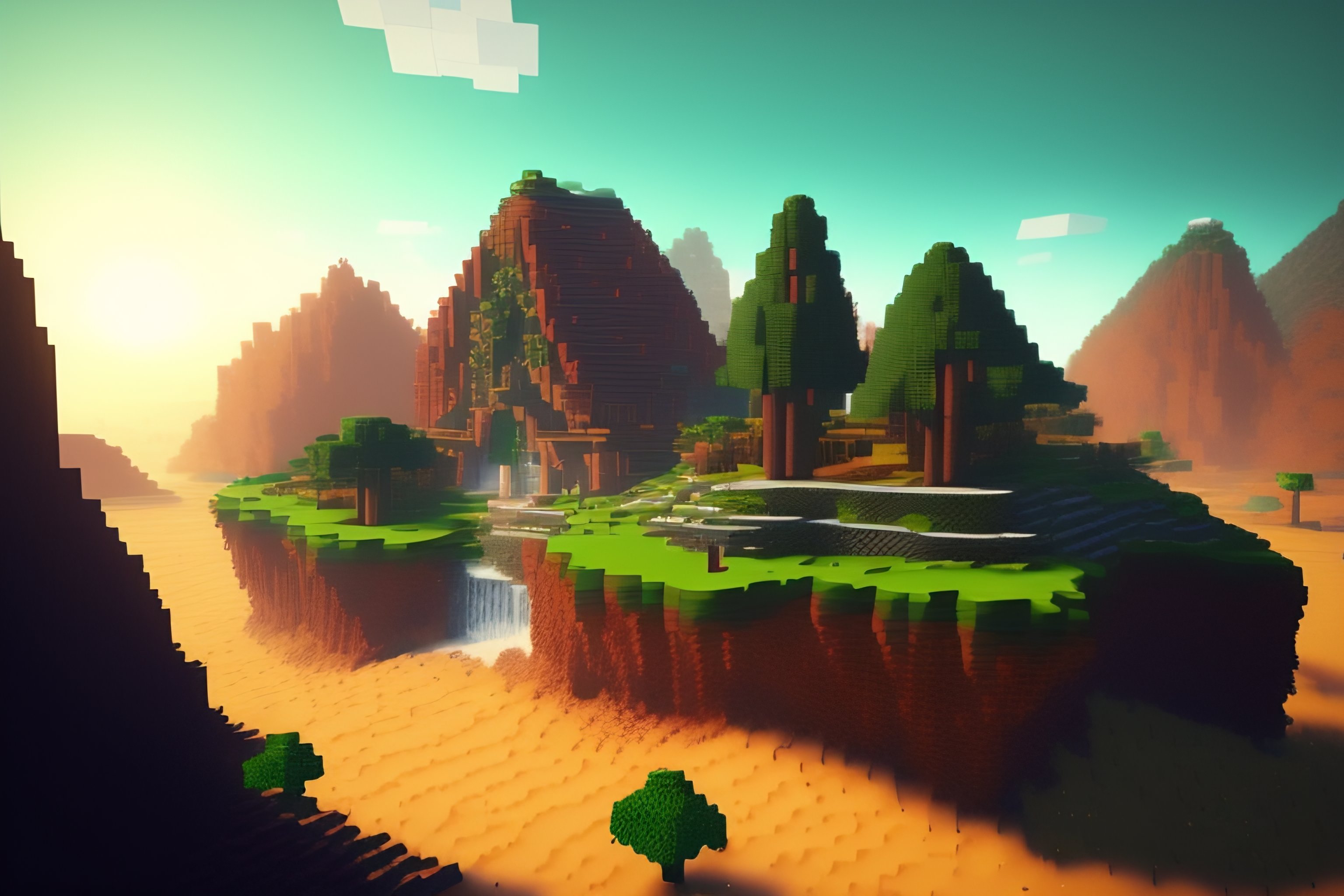 Lexica - Minecraft landscape illustration realistic