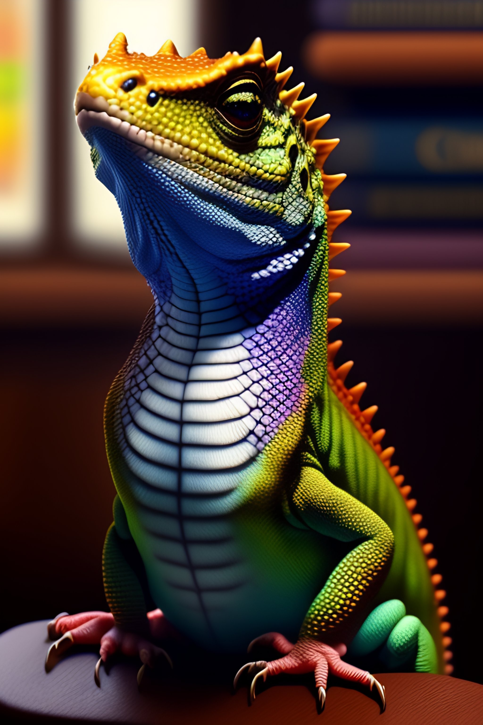Lexica - A stern-looking lizard dressed as a librarian, minecraft style
