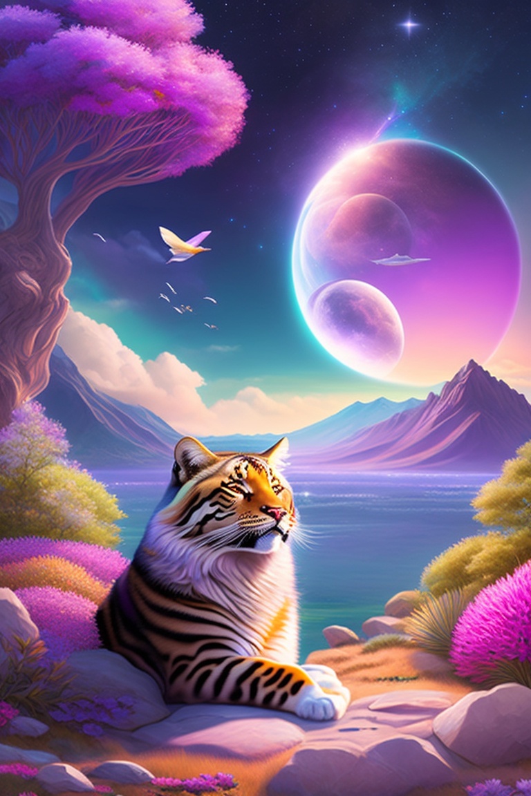 Lexica - Envision a dreamy world: You, seated atop your colossal cat ...