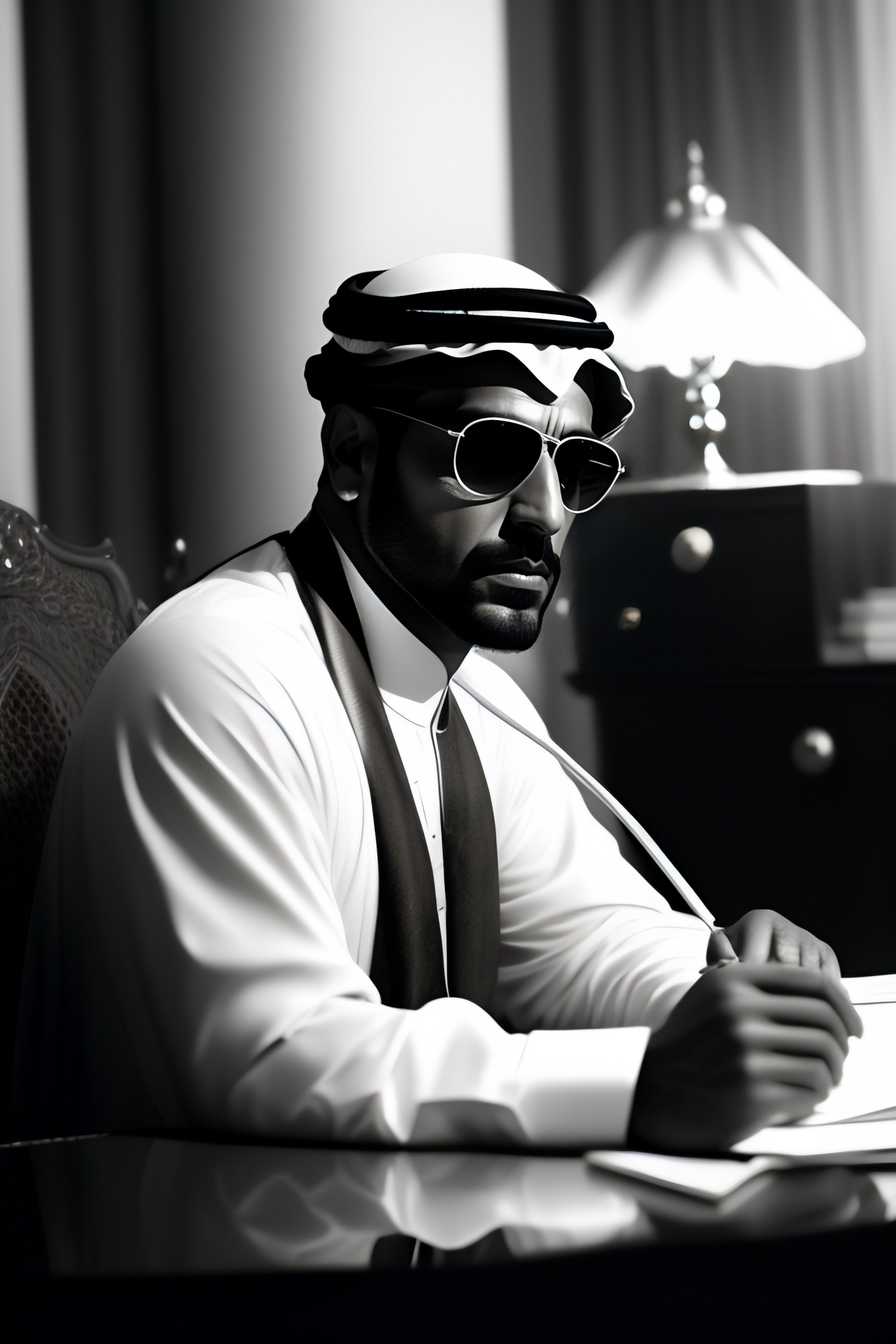 Lexica - Menacing Wealthy Arab man wearing a traditional arab dress and ...