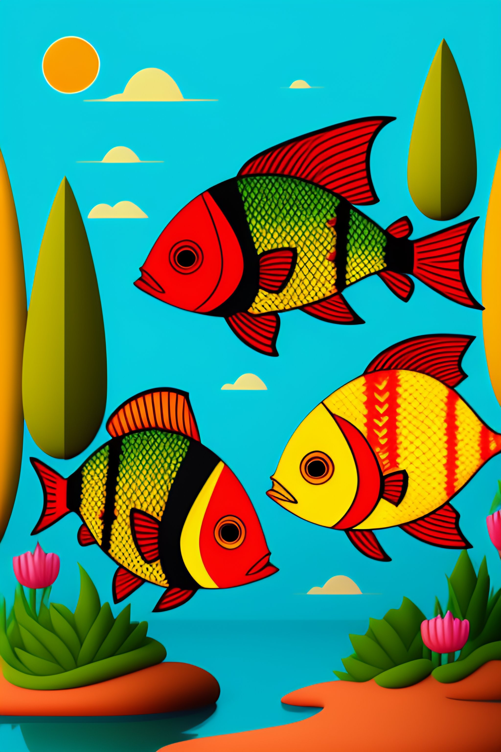 Lexica - Barroque ornament based oh fish motif flat design, detailed ...