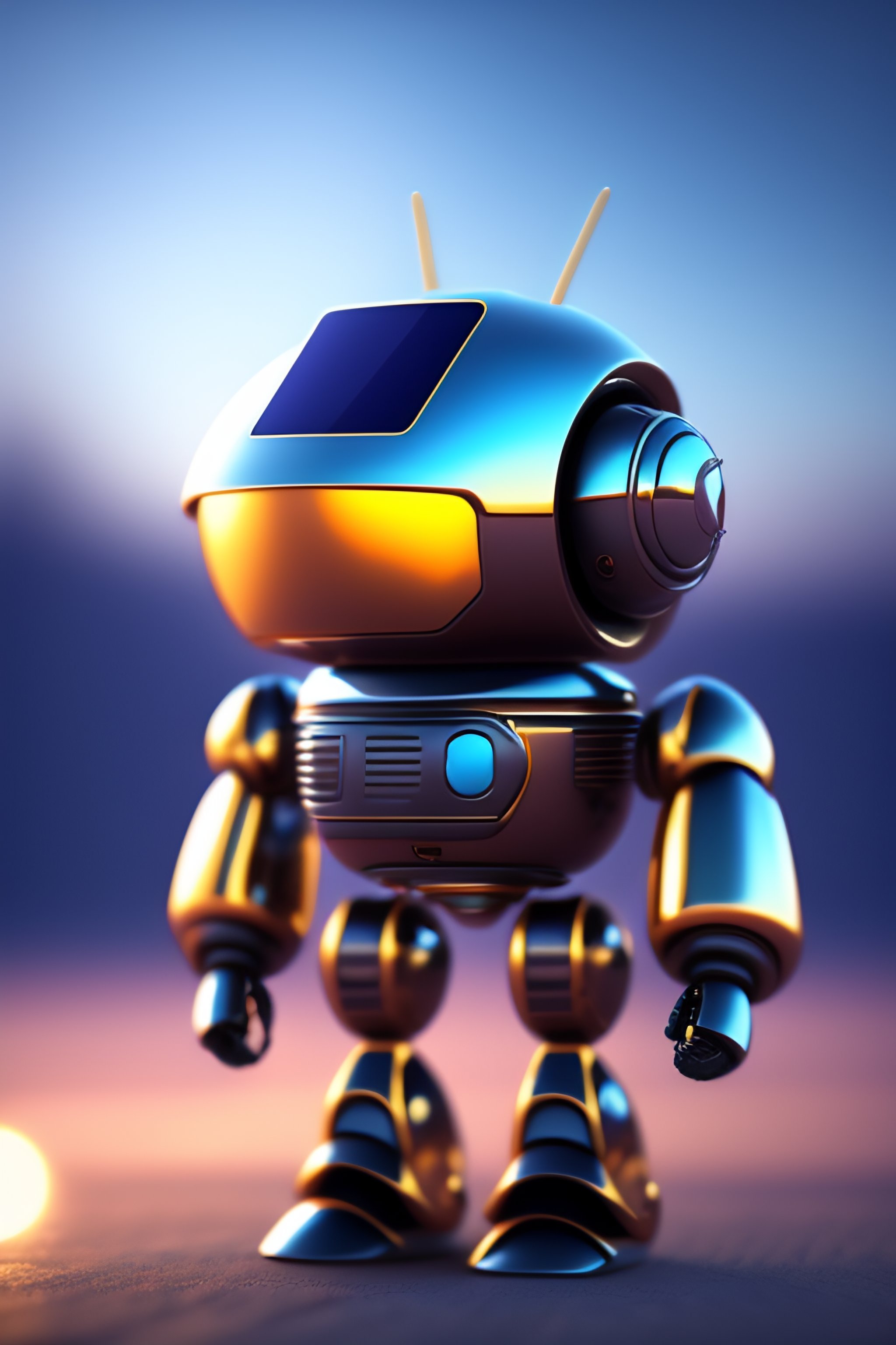 Lexica - Prototype solar powered android robot, clean, blue sky, cinematic  render video game