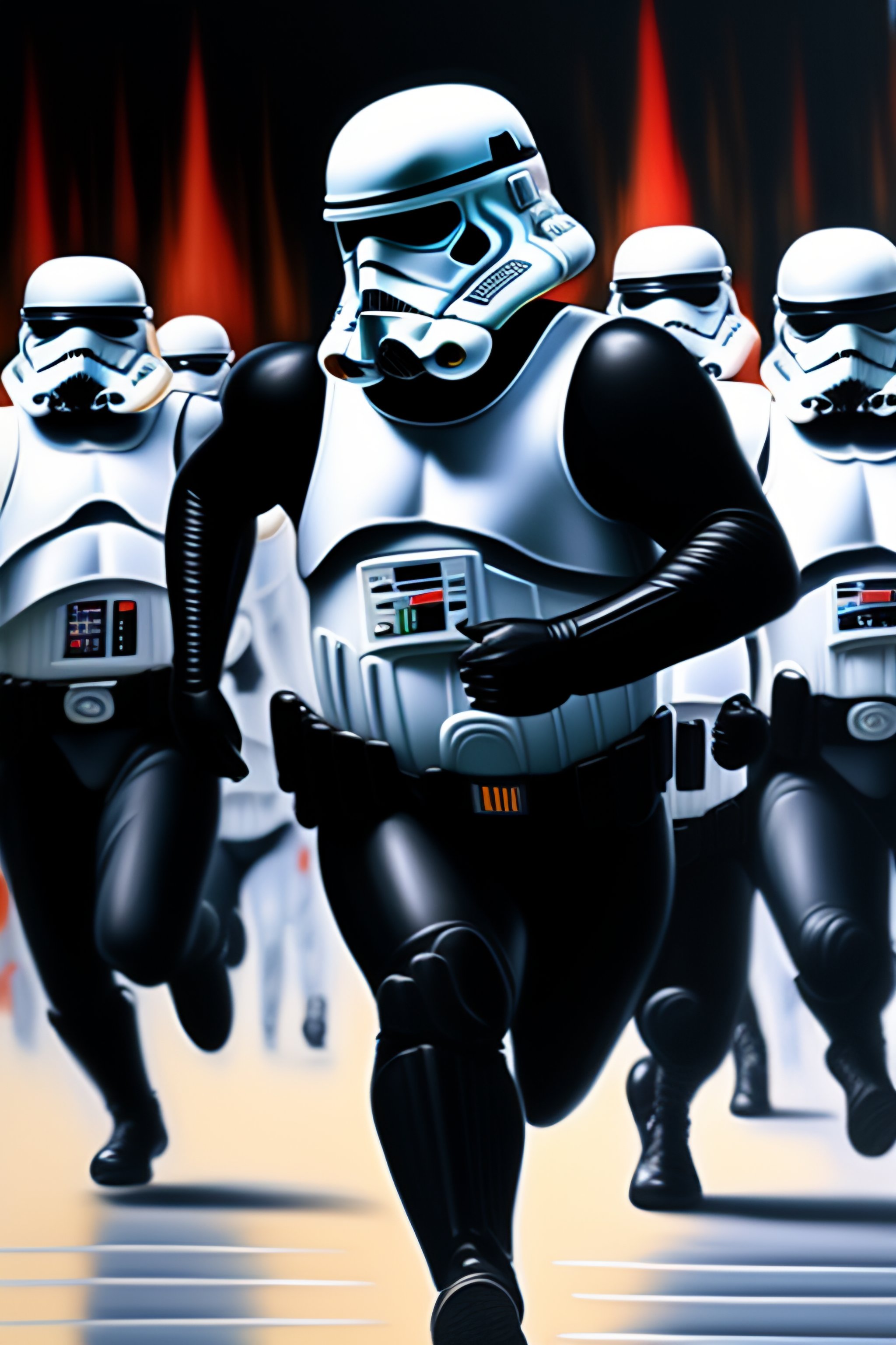 Lexica - Overweight Darth Vader running with Stormtroopers, oil ...