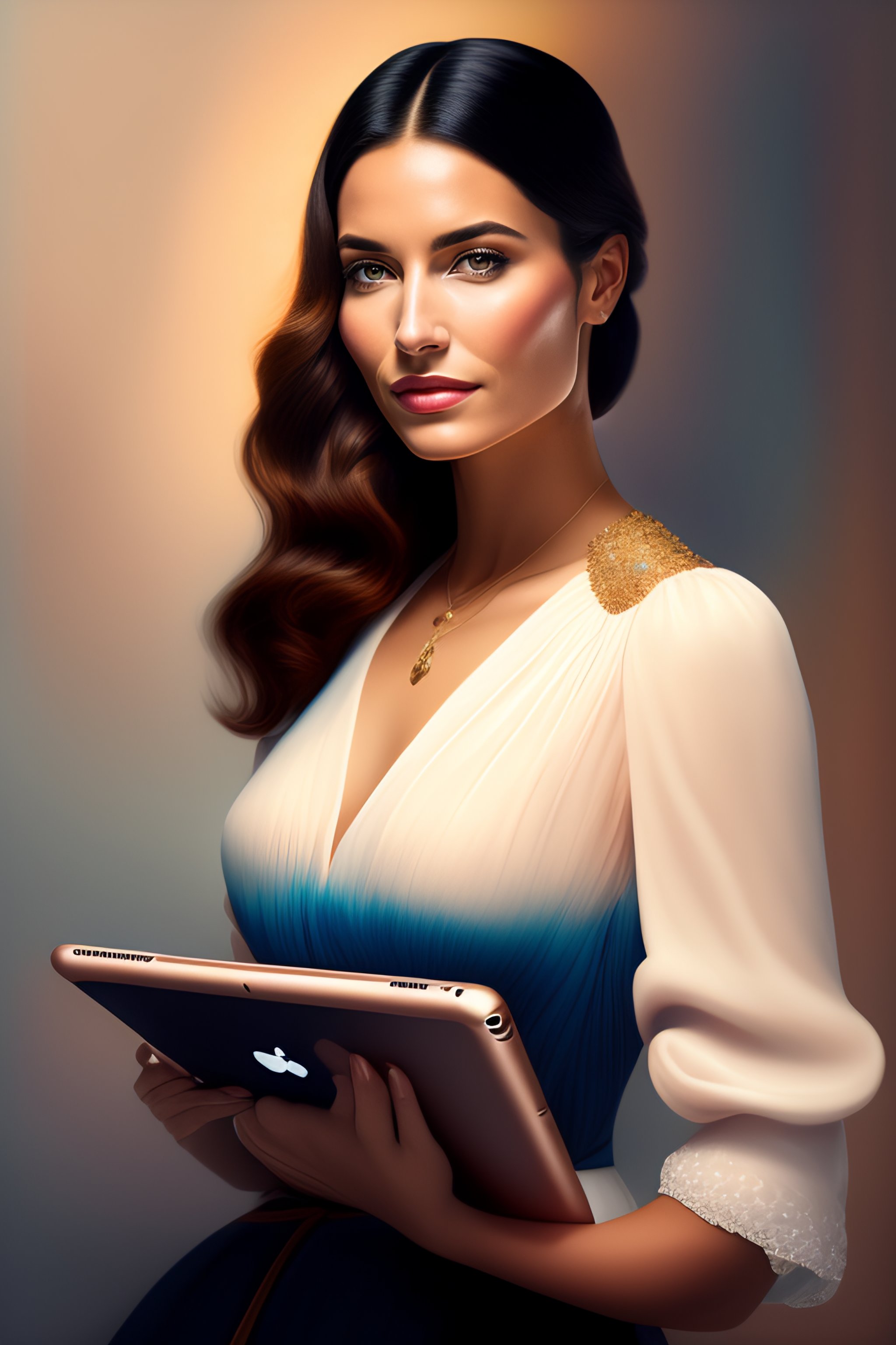 Lexica - Portrait of a modern woman with a ipad