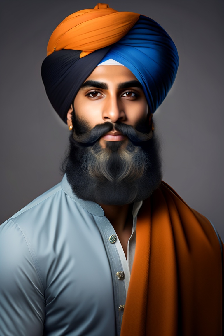 Lexica - A sikh boy with beard,tall and strong ,teacher