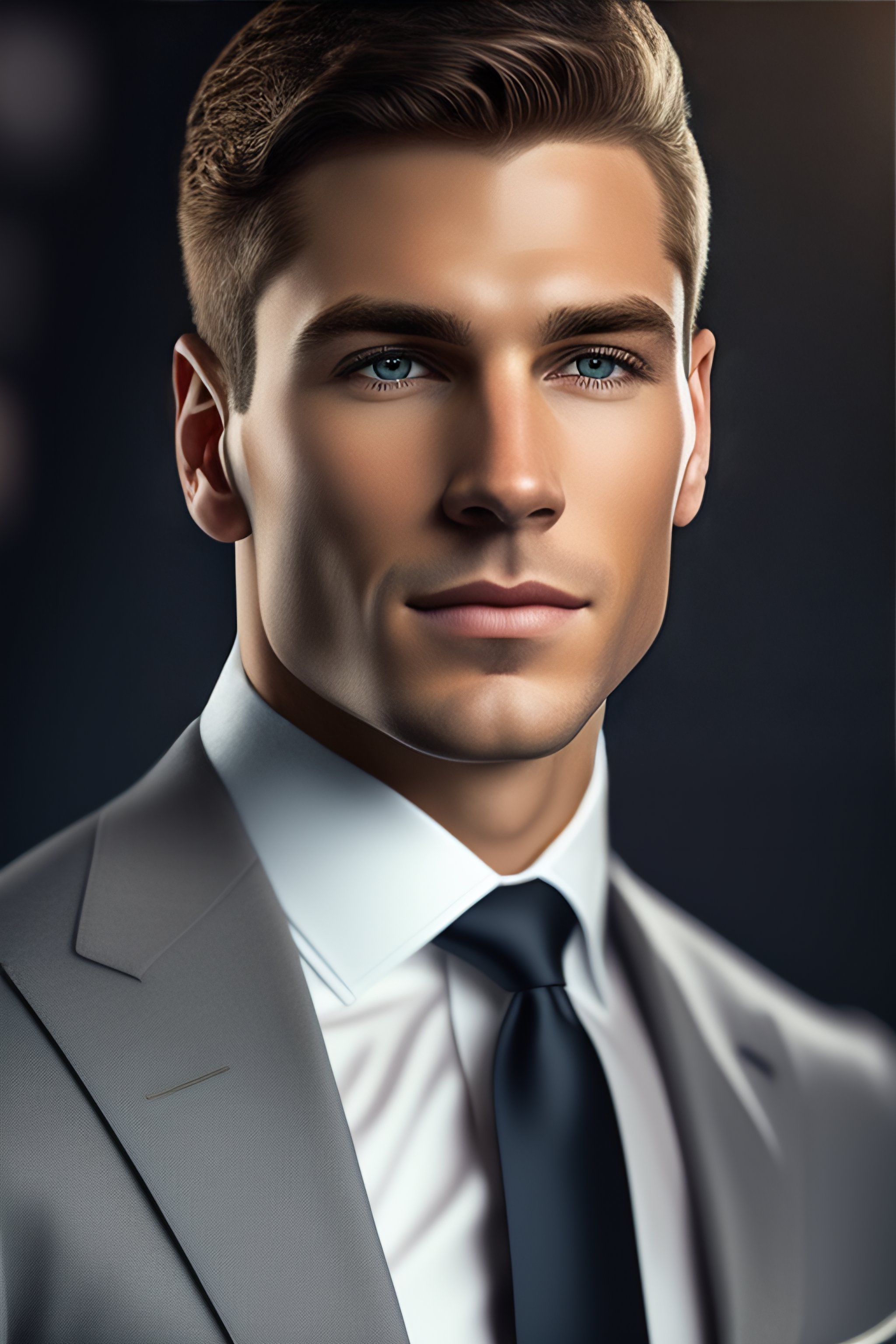 Lexica Photorealistic portrait of a young white male in a suit