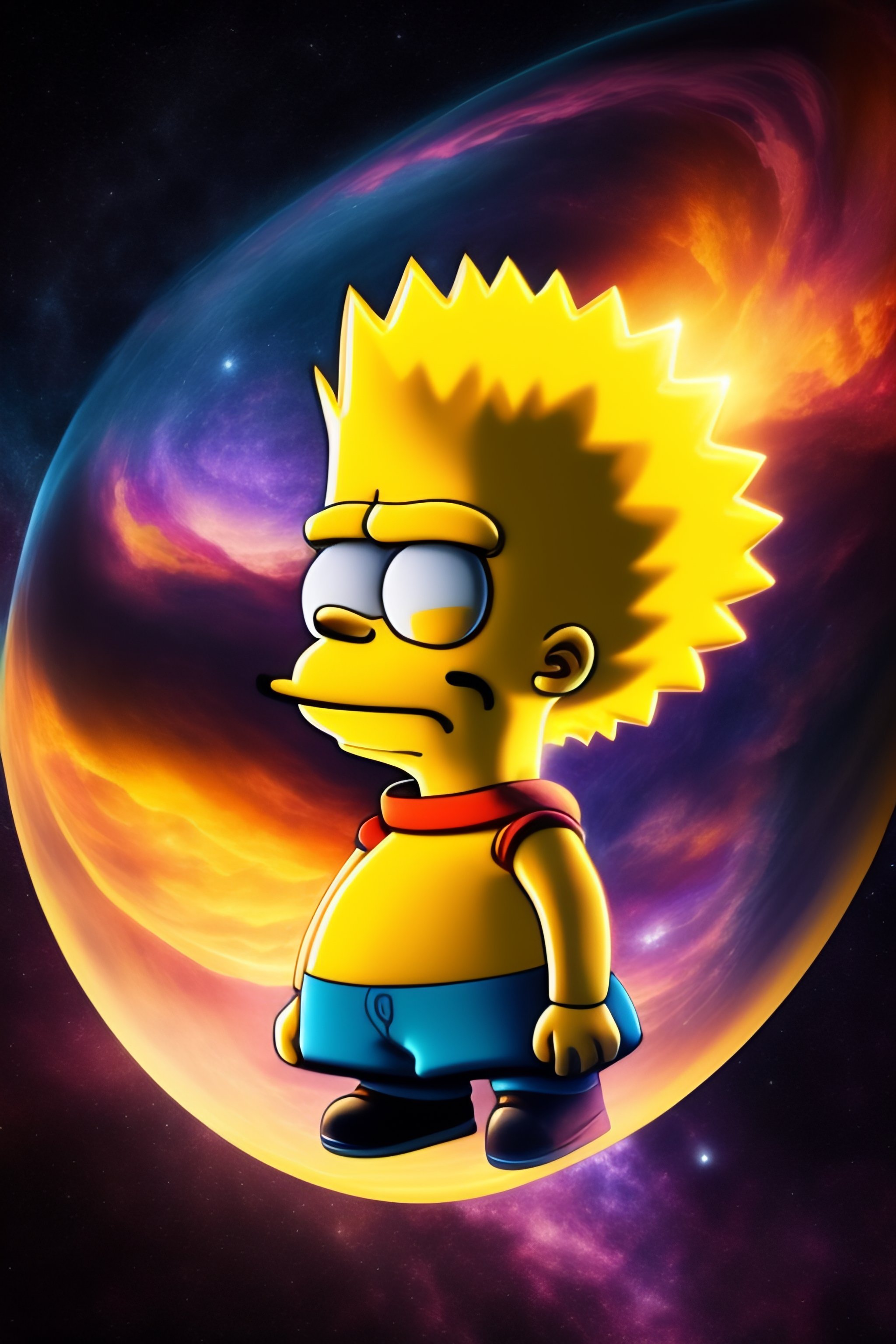 Bart Simpson Sad Watching the Sky · Creative Fabrica