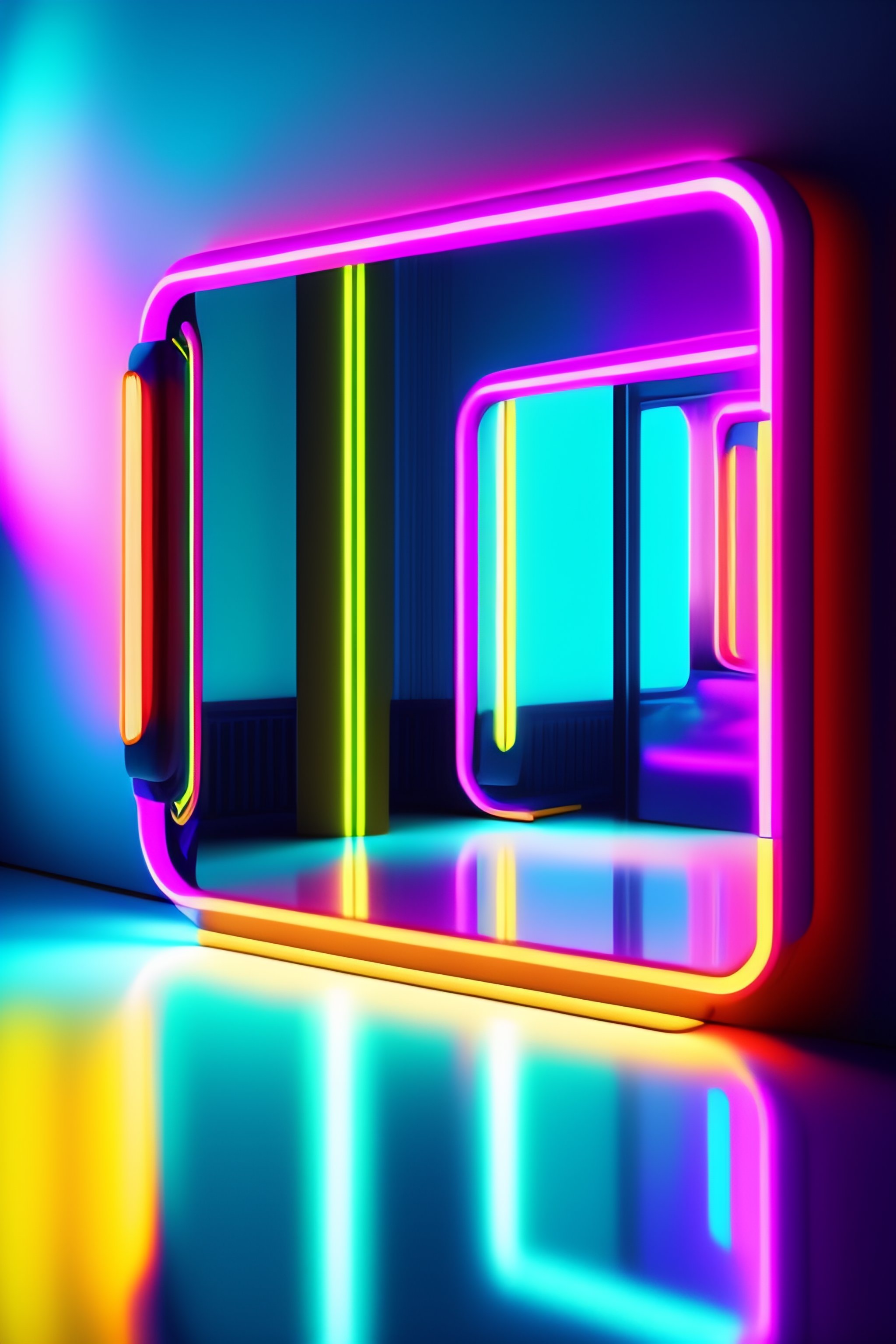 Lexica Futuristic style neon mirror.