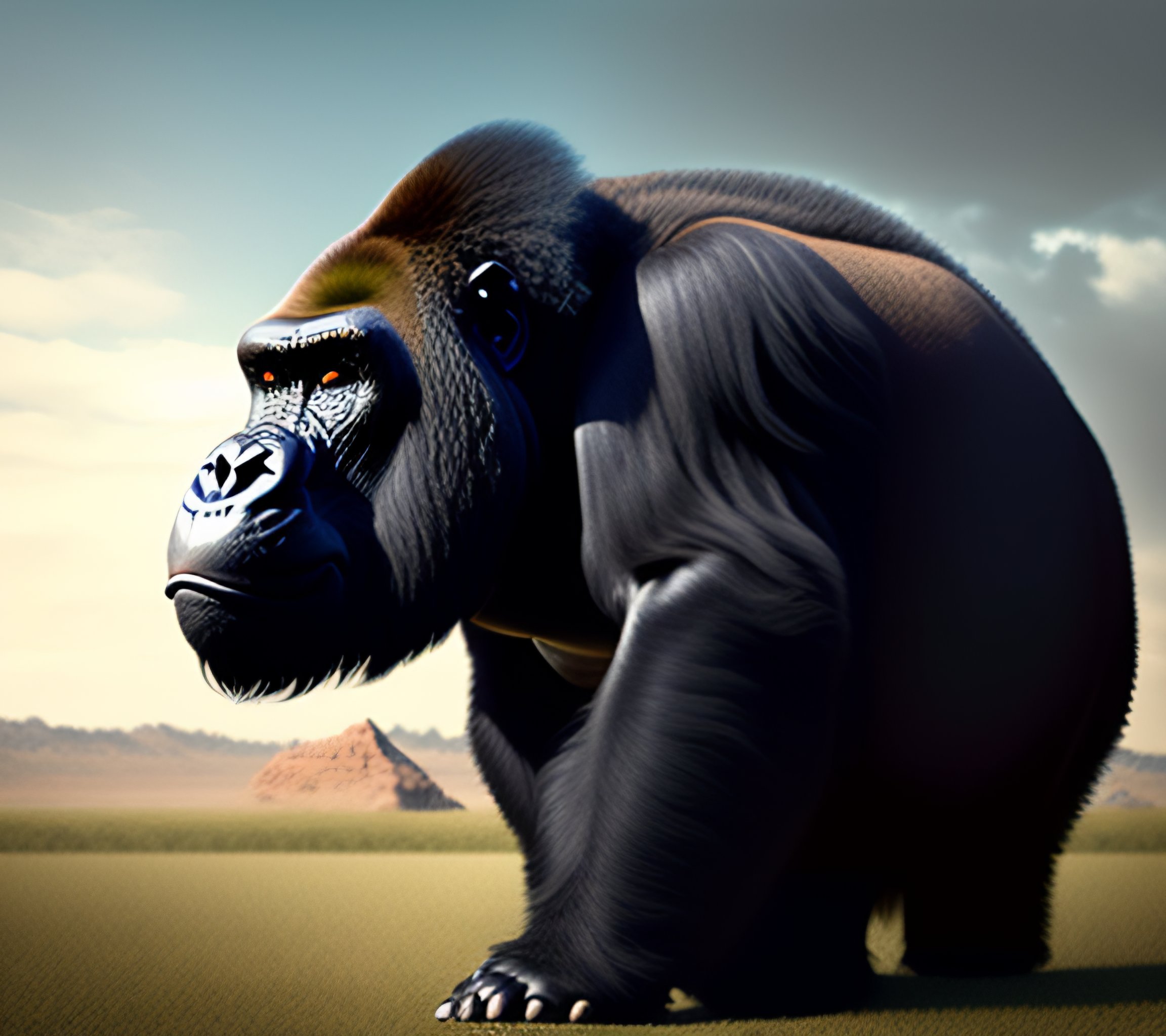 Lexica - A gorilla that has eagle wings on its back and the head of a t-rex