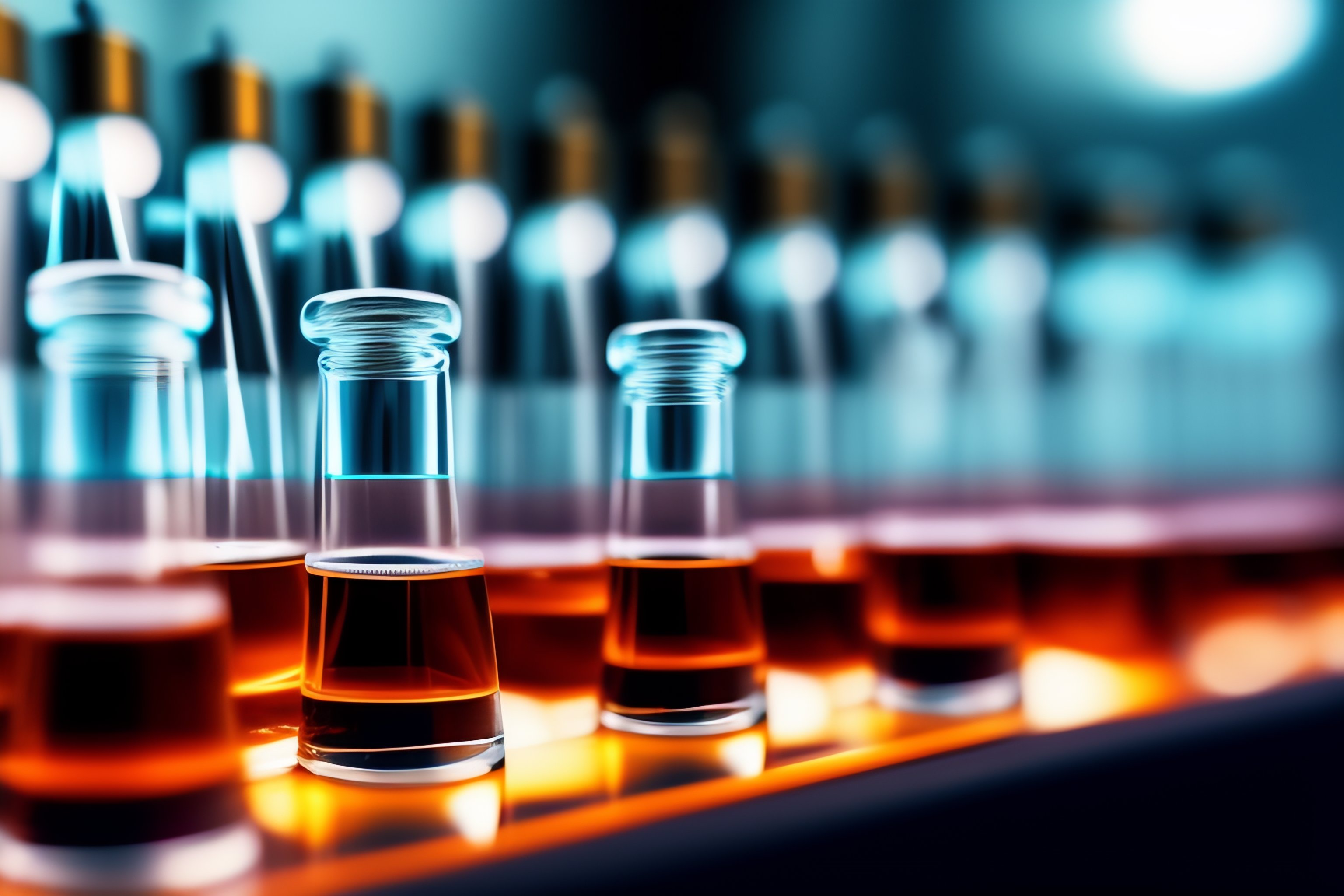 Lexica - A computer full of code strings in a laboratory full of test tubes