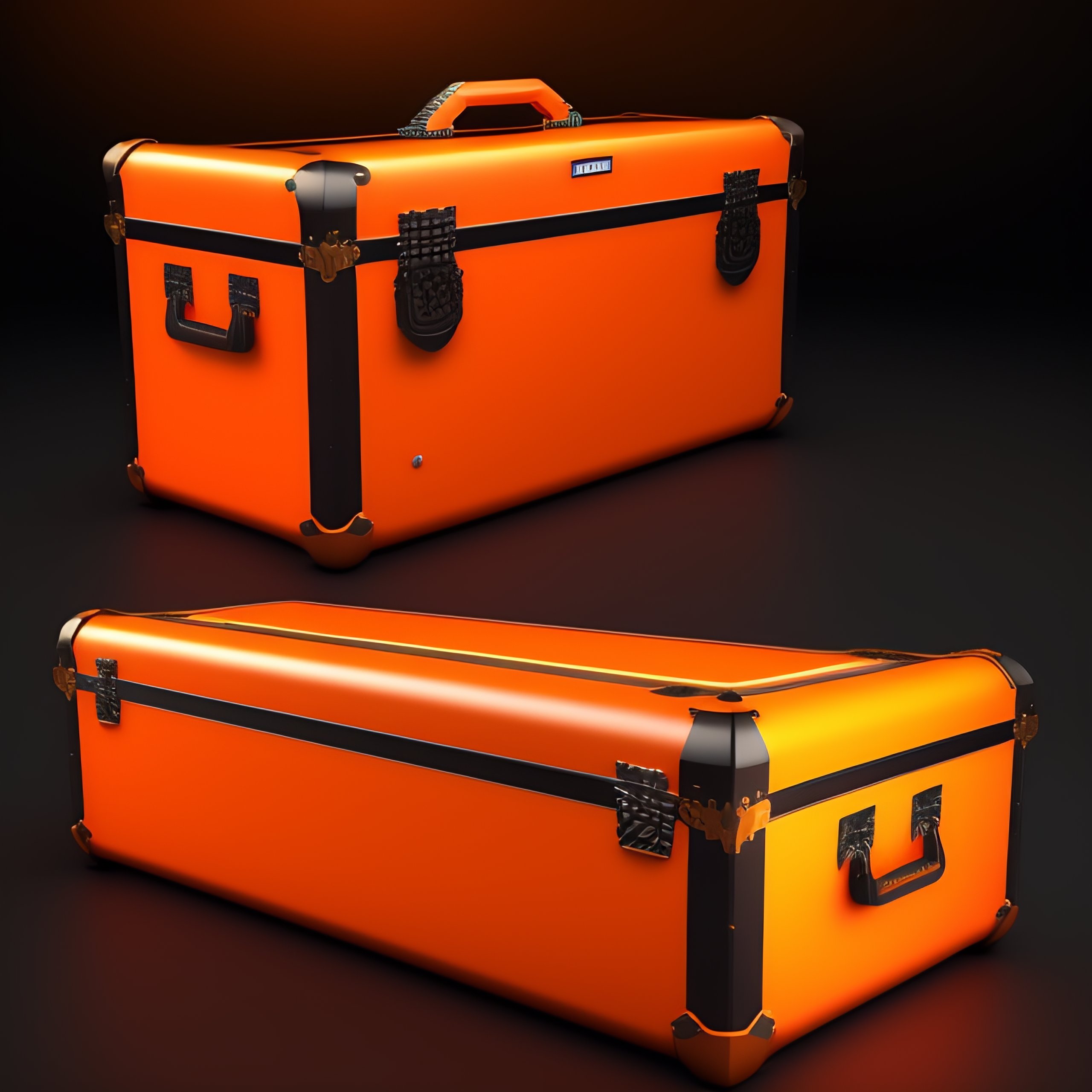 Lexica - CS-GO deluxe big gun box case, skin collection, orange color,  militar pattern details, Knolling layout, Highly detailed, Depth, Lumen  render