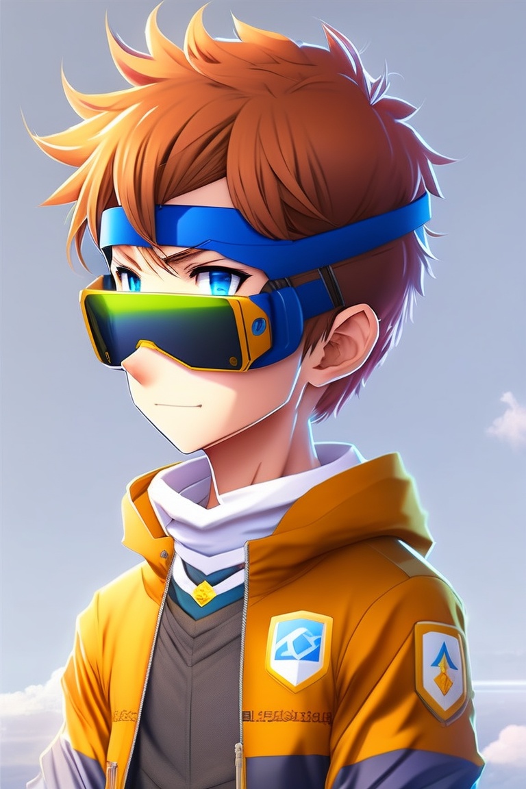 Lexica - Anime character with goggle, who weares t-shirt smart boy