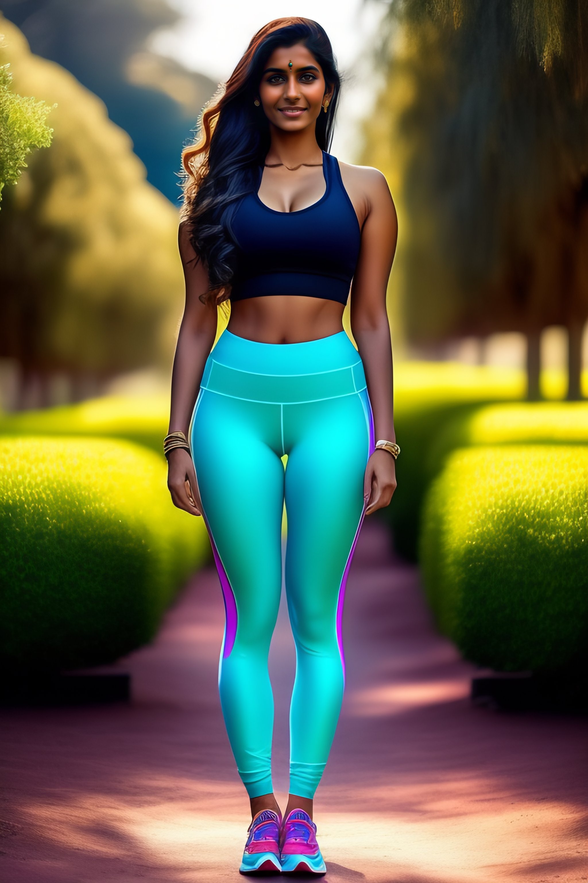 Lexica - A beautiful Indian cute girl wearing yoga pants hot