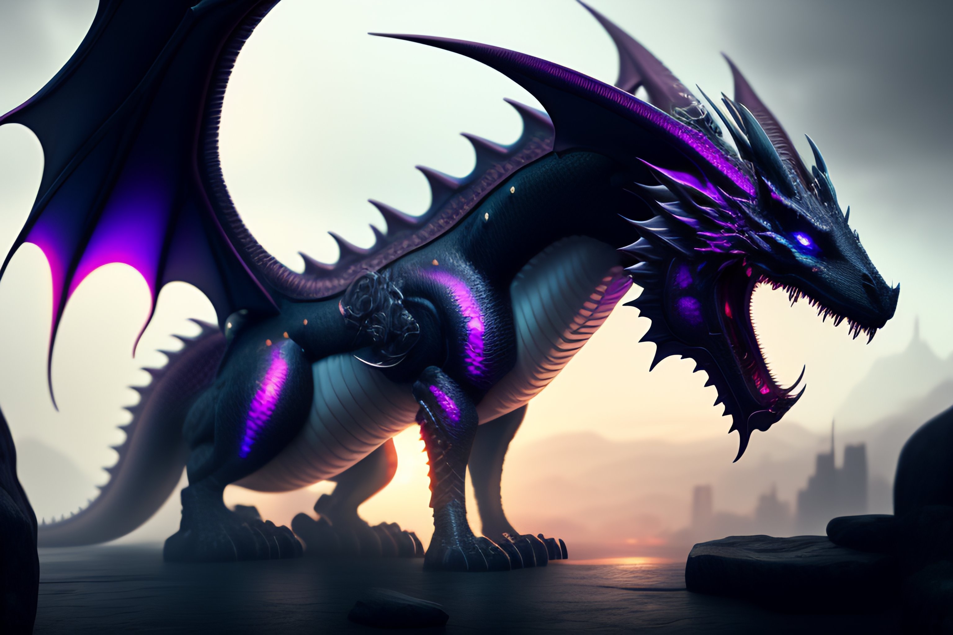 Lexica - Fantasy dragon hyper realistic cyberpunk 8k uhd