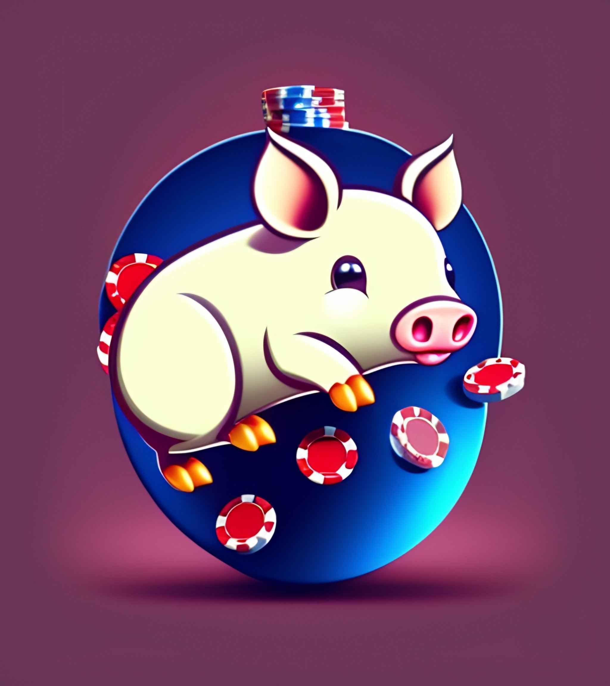 Lexica Cute flying pig, gambling at casino , cartoon logo, simple, 2d