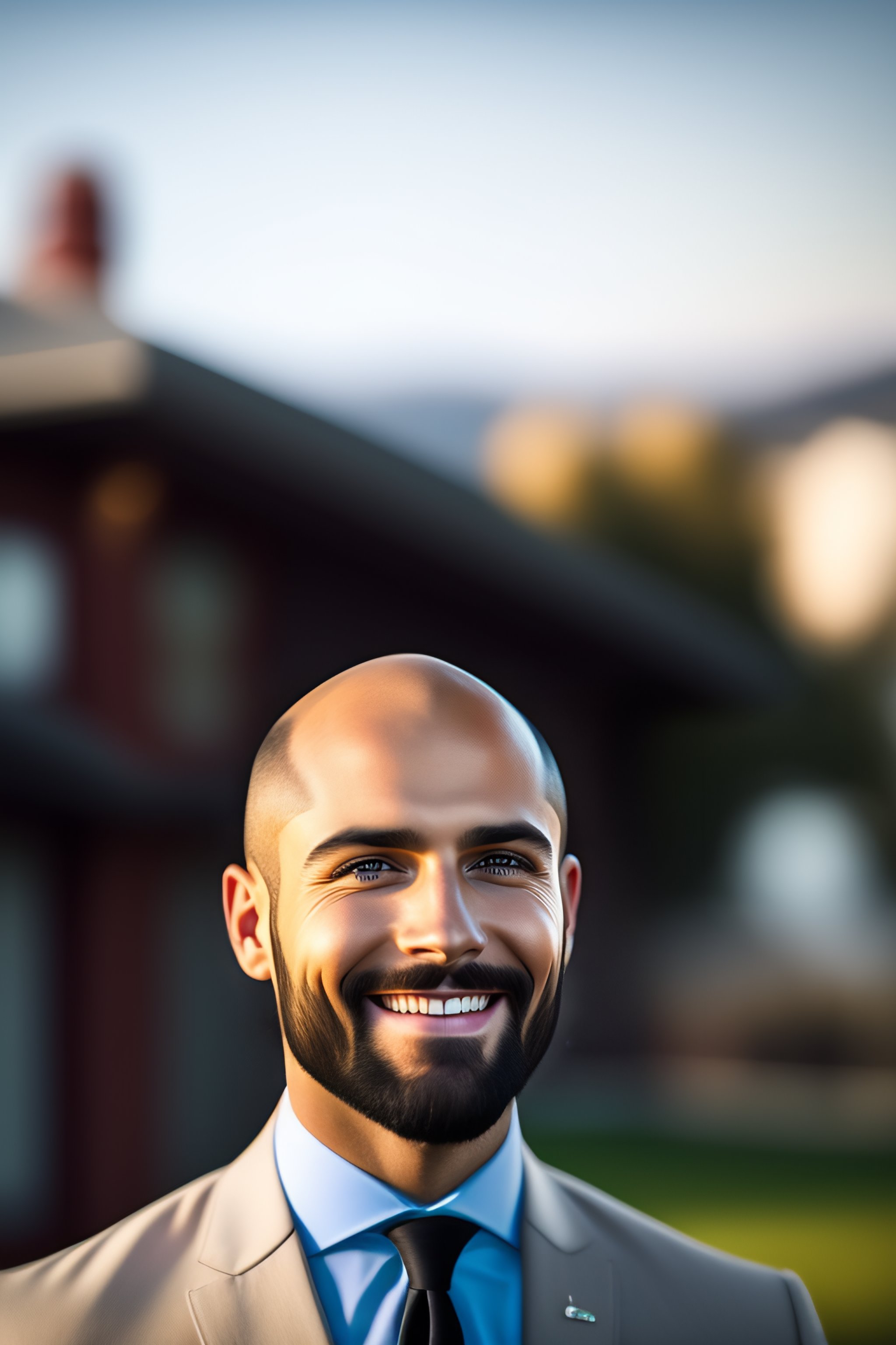 Lexica Bald bearded young property manager with IT skills