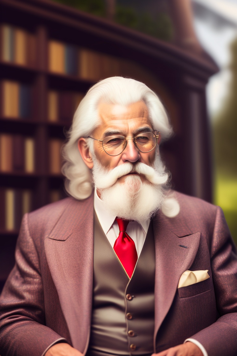 Lexica Old Man White Beard Long White Hair Suit Style