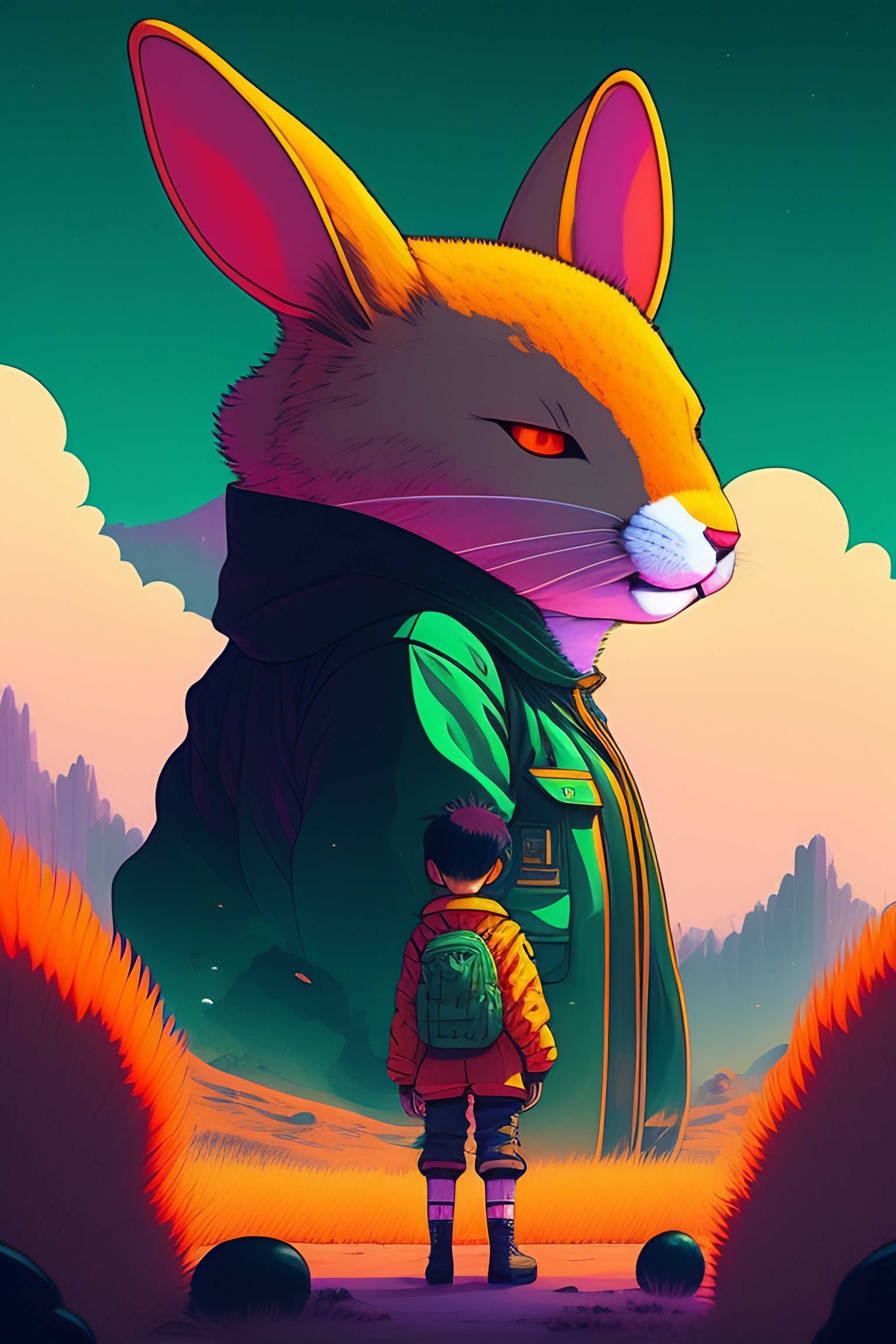 Lexica - Photo of a huge savage rabit monster in the space, style of ...
