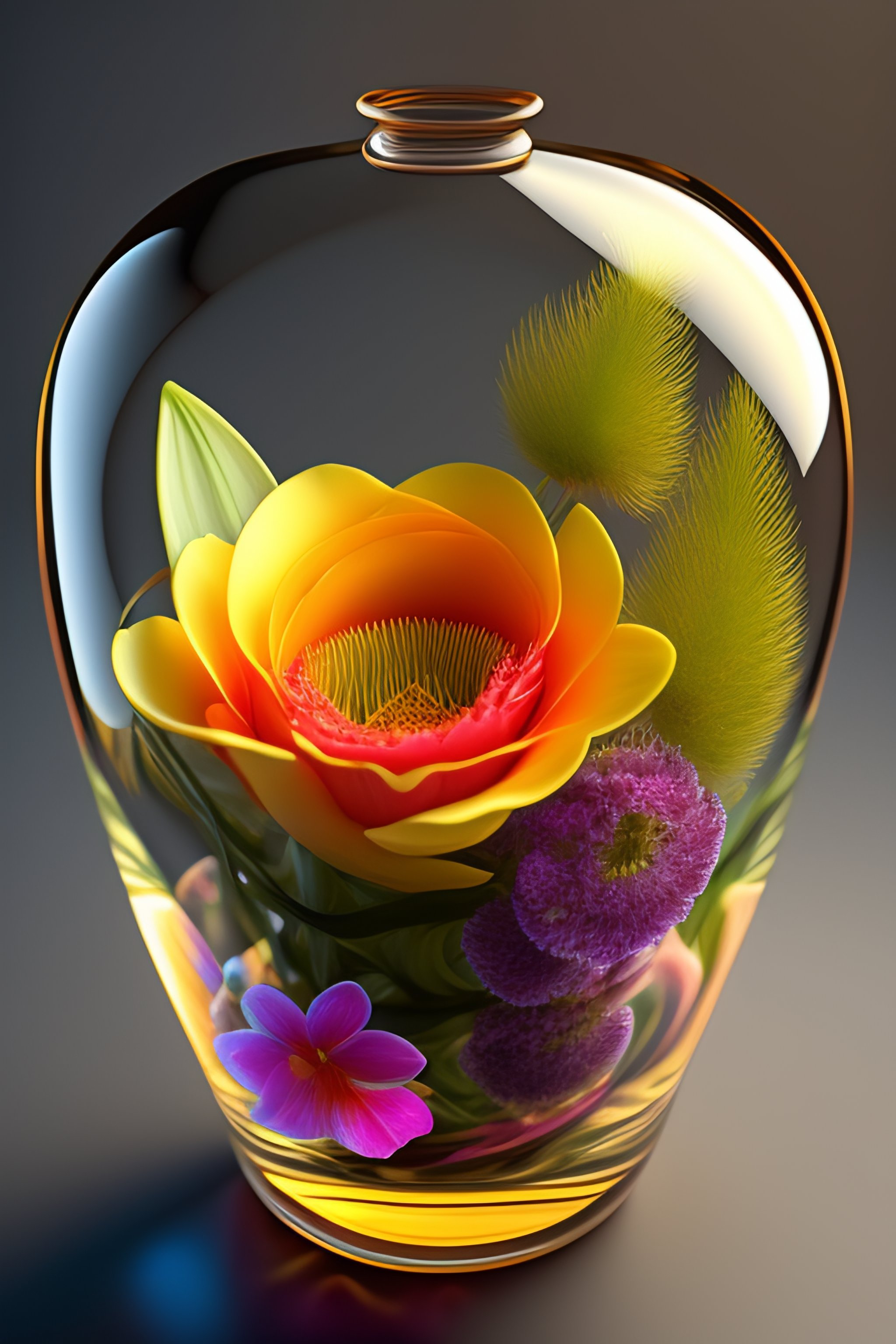 Lexica Flowers encased in an anatomical glass heart