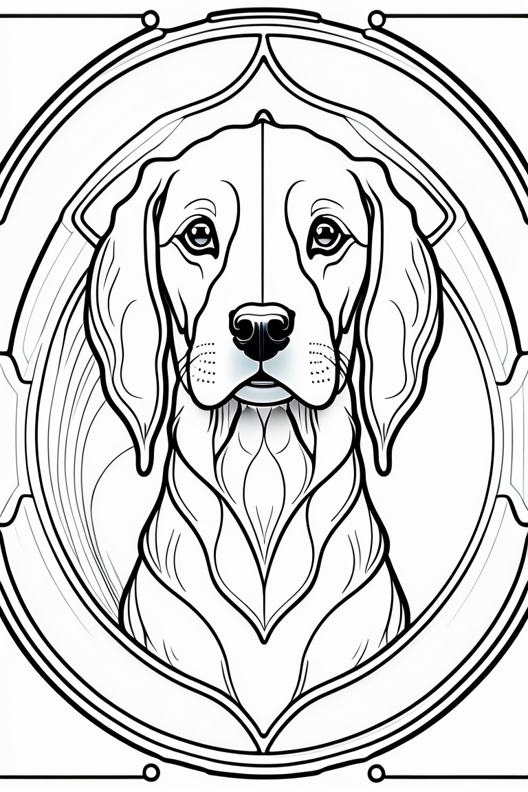 Lexica - Coloring page for adult, bold lines, dark lines, mandala puppy ...