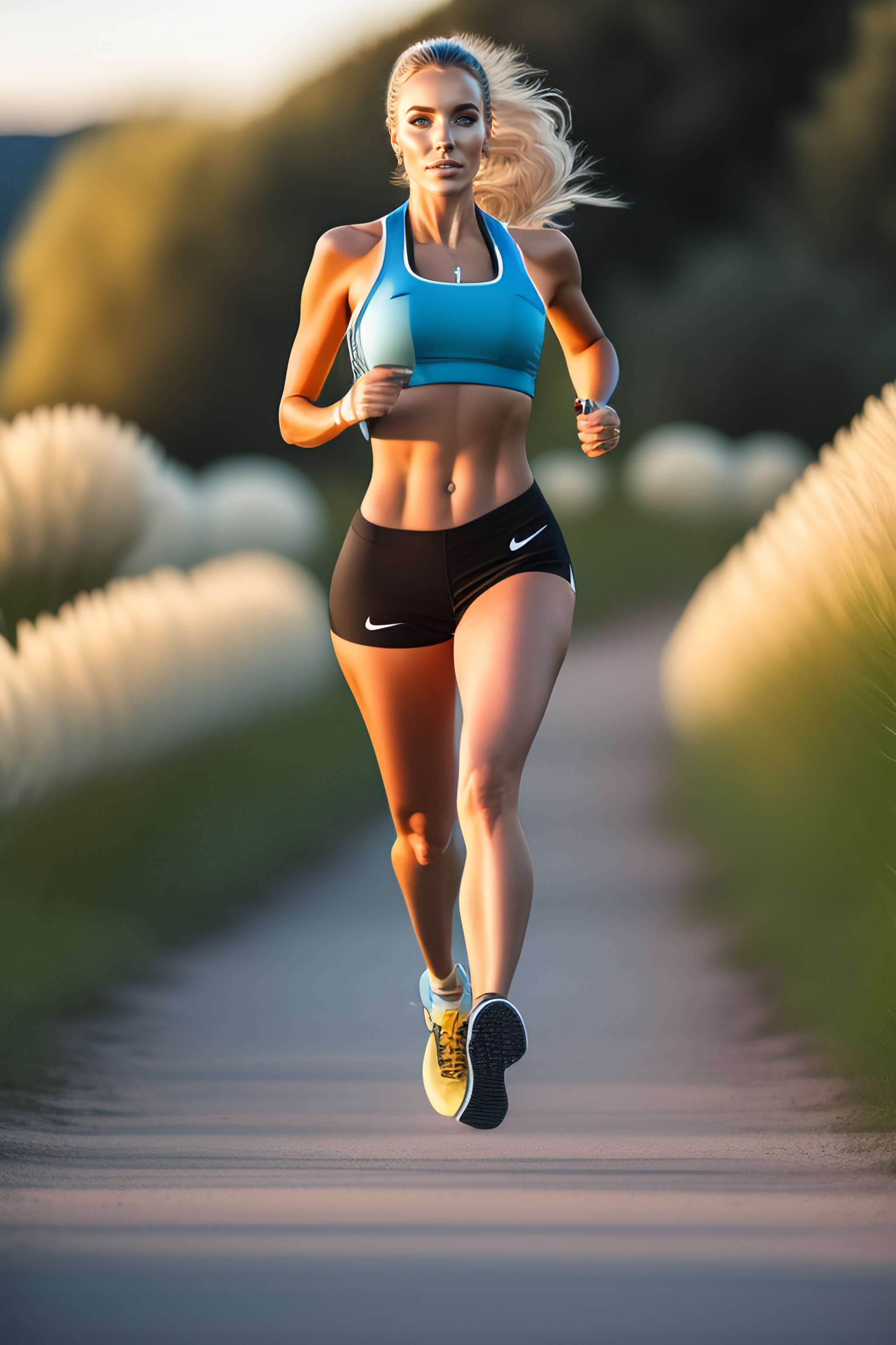 Lexica - Corinna Kopf running, full body and high definition