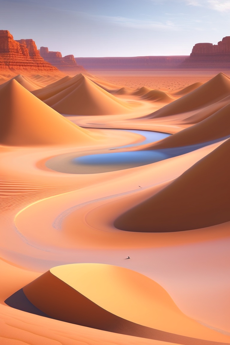 Lexica - Realistic alien desert landscape with winding wind eroded ...