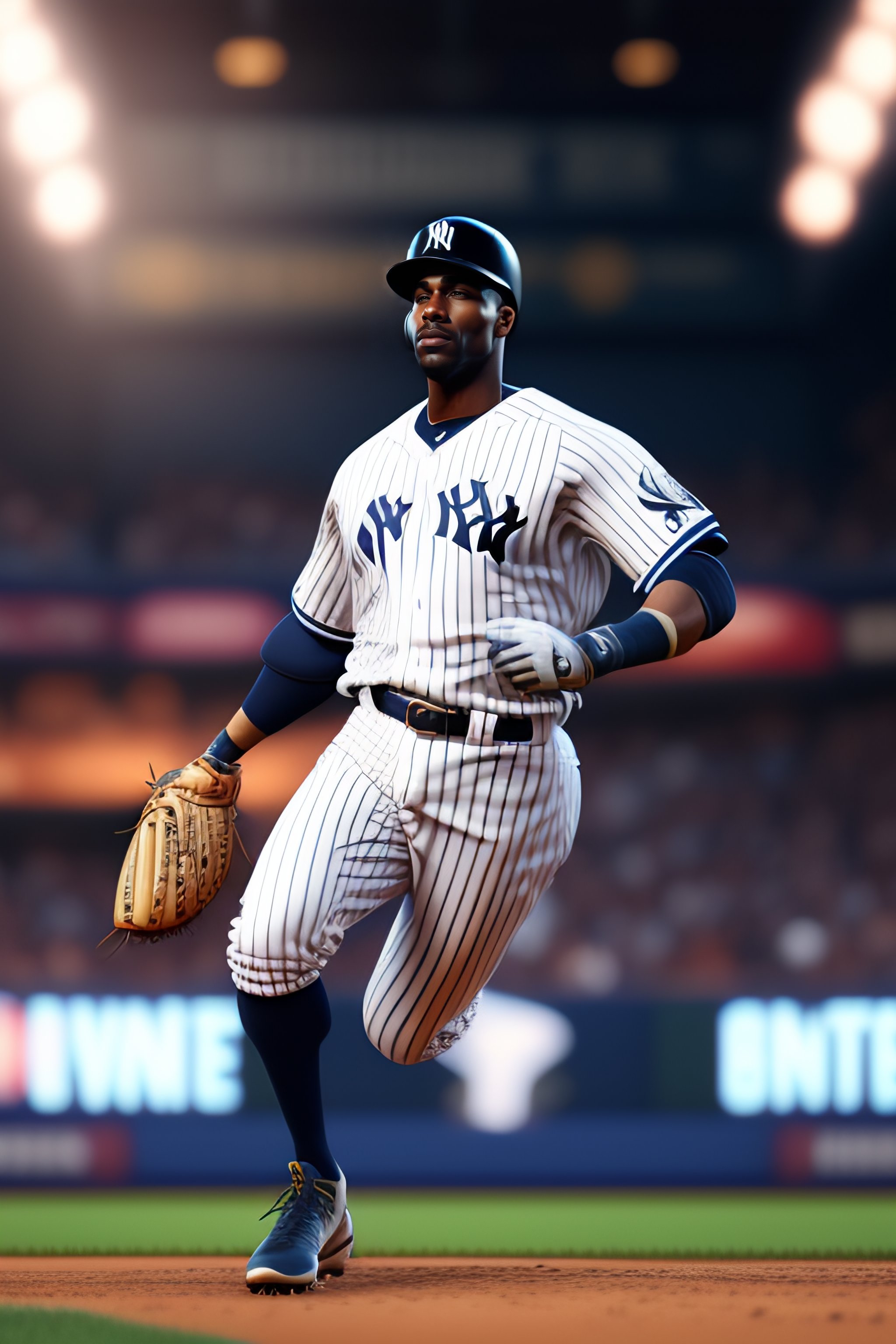 Lexica - New York Yankees uniform, unreal engine, cozy indoor lighting,  artstation, detailed, cinematic, daz, hyperrealistic, octane render,  fullbody